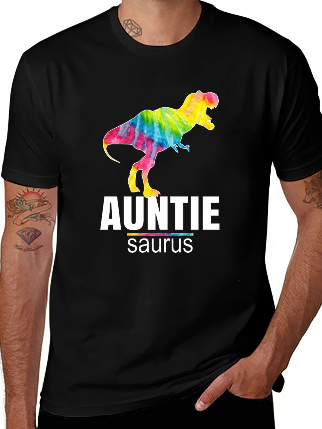 Variant 19 of Auntie Saurus T-Rex Tie Dye Graphic T-Shirt