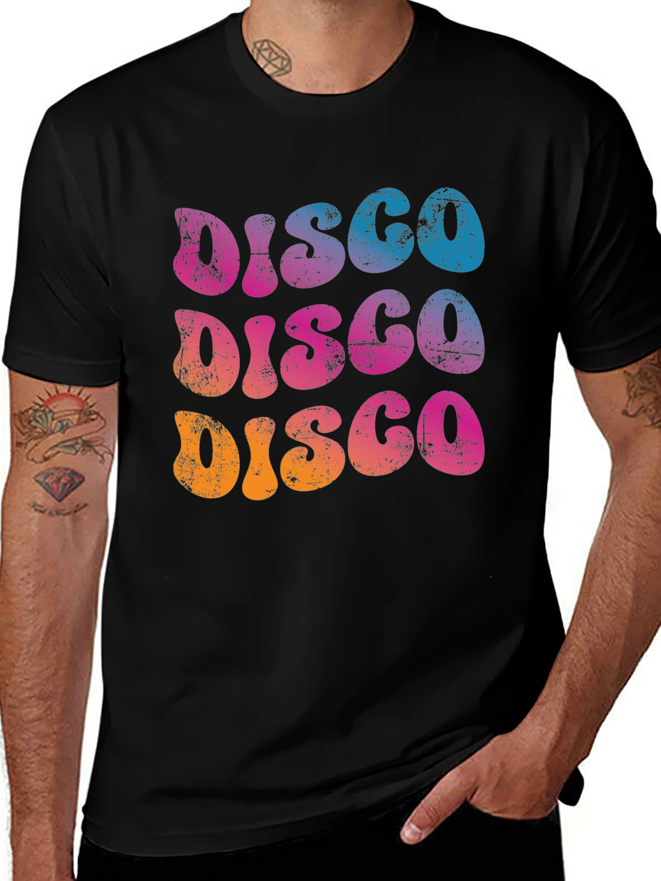 Variant 25 of Retro Disco Graphic Tee - Black Cotton T-Shirt