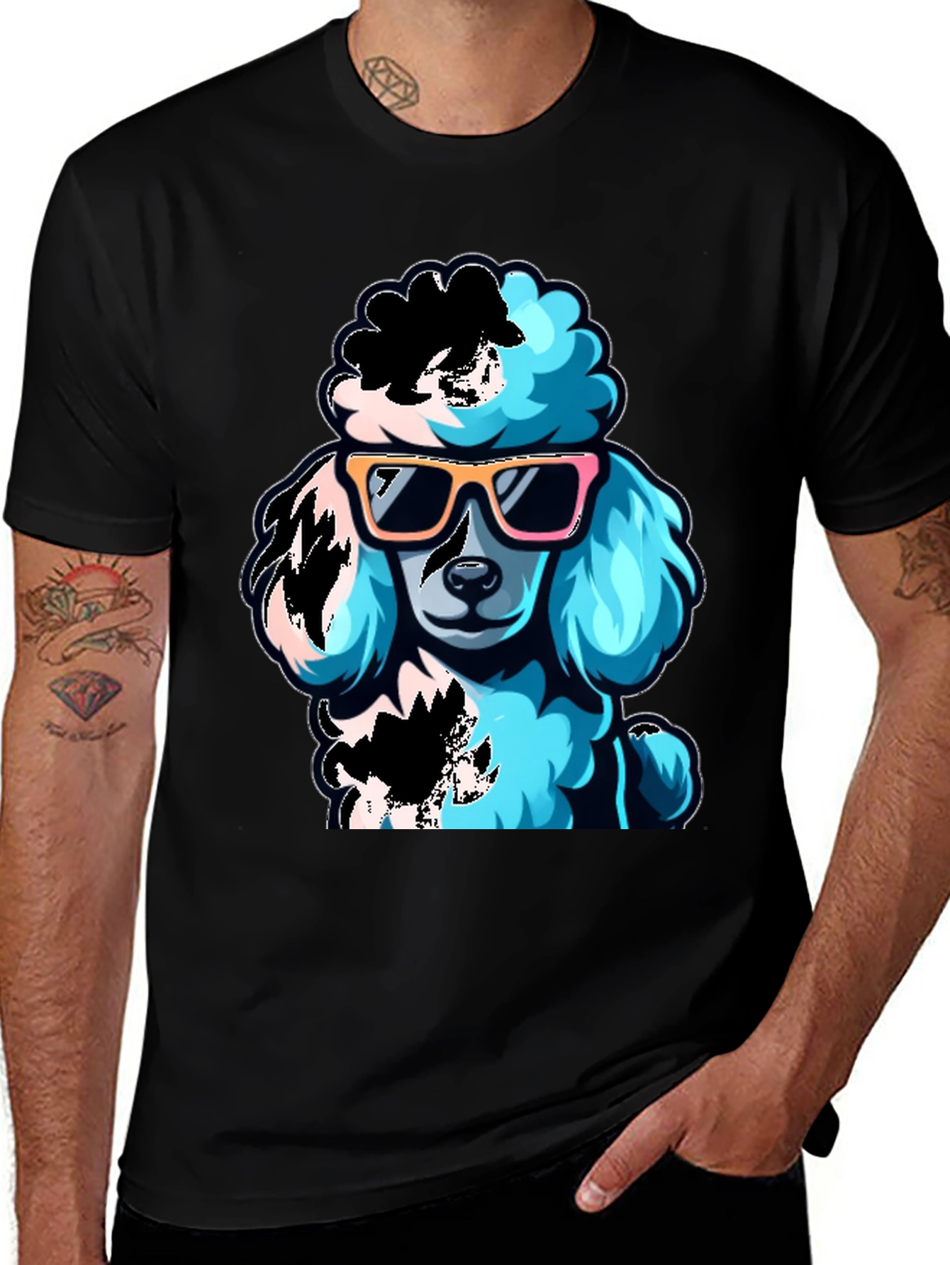 Variant 11 of Cool Poodle Graphic Tee - Unisex Black T-Shirt