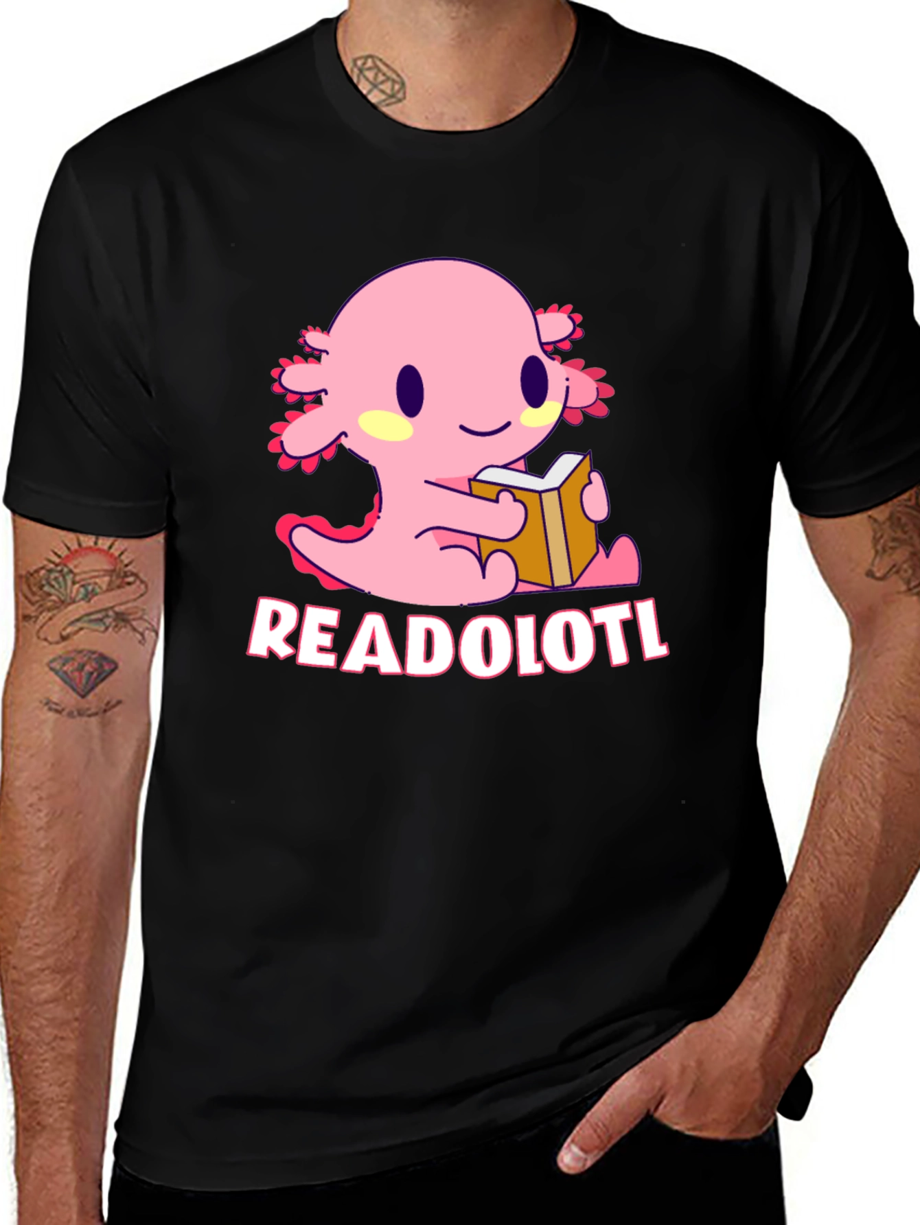 Variant 20 of Readolotl T-Shirt - Cute Axolotl Reading Tee