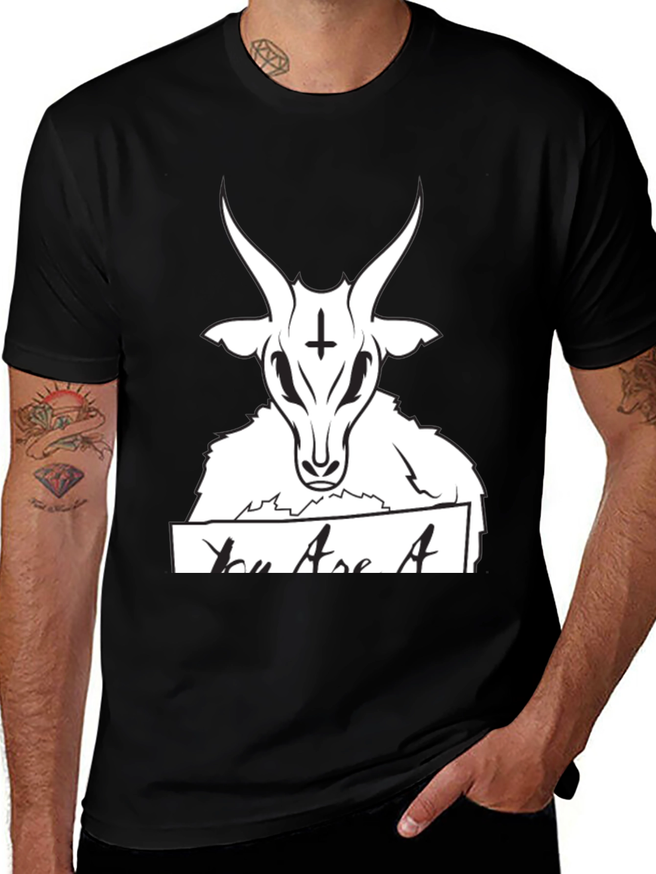 Variant 3 of You Are A Goat Tee - Graphic Print Black T-Shirt