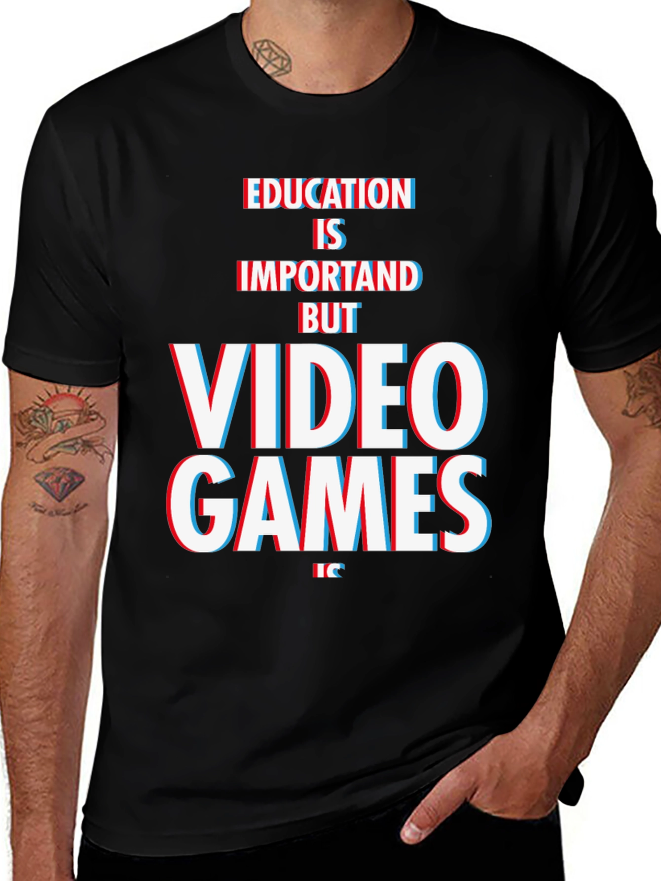 Variant 6 of Education Vs. Video Games Graphic Tee