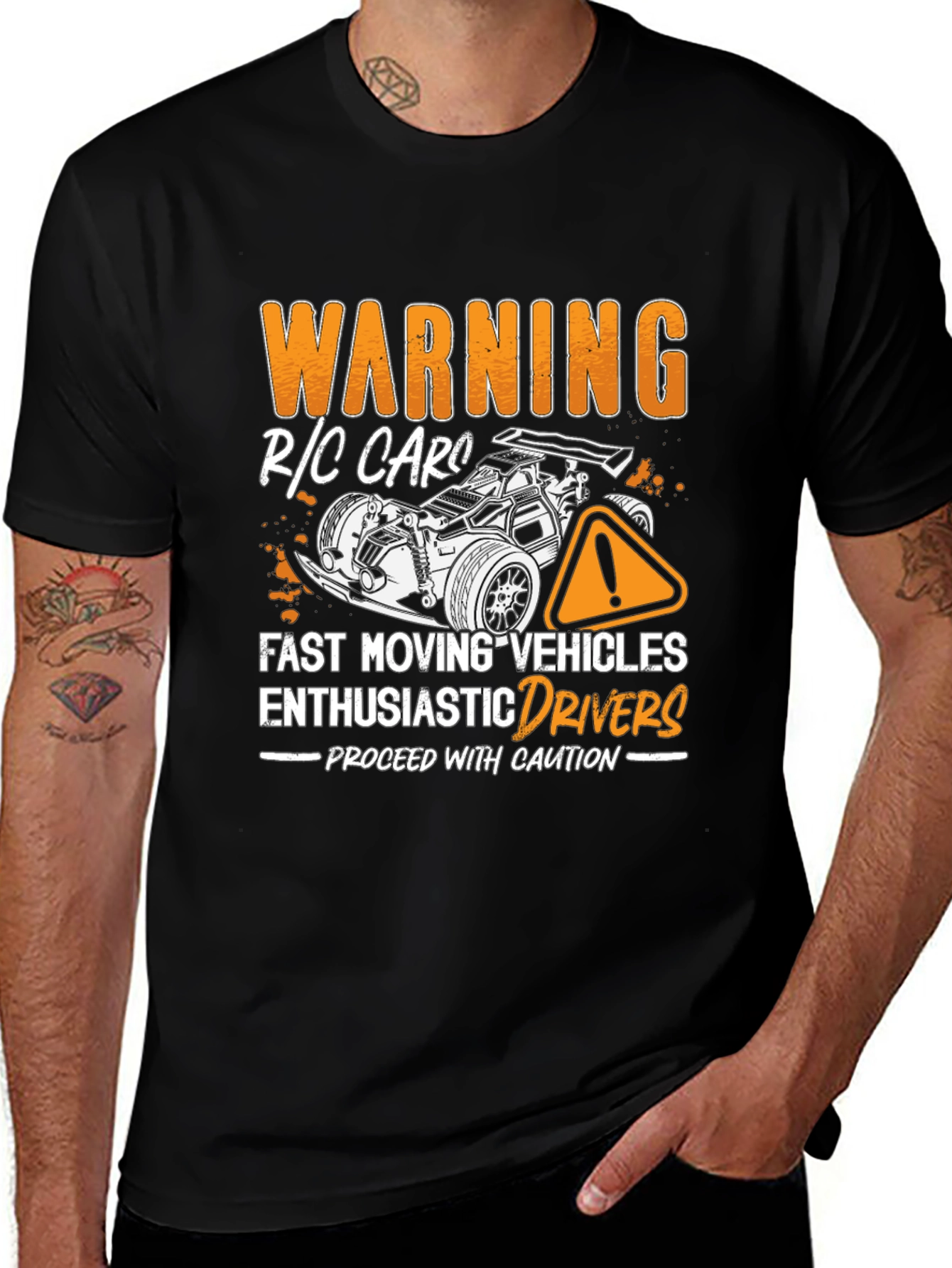 Variant 10 of Warning R/C Cars Enthusiastic Drivers Black T-Shirt