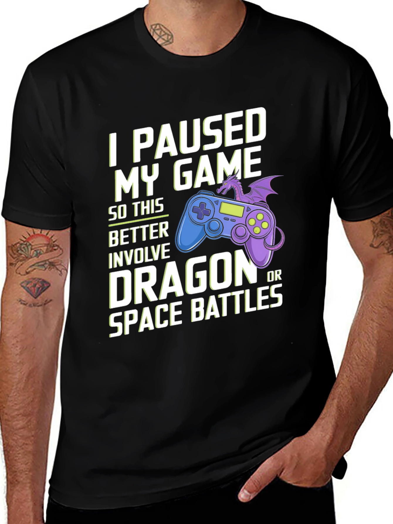 Gamer T-Shirt - Dragon or Space Battle Tee