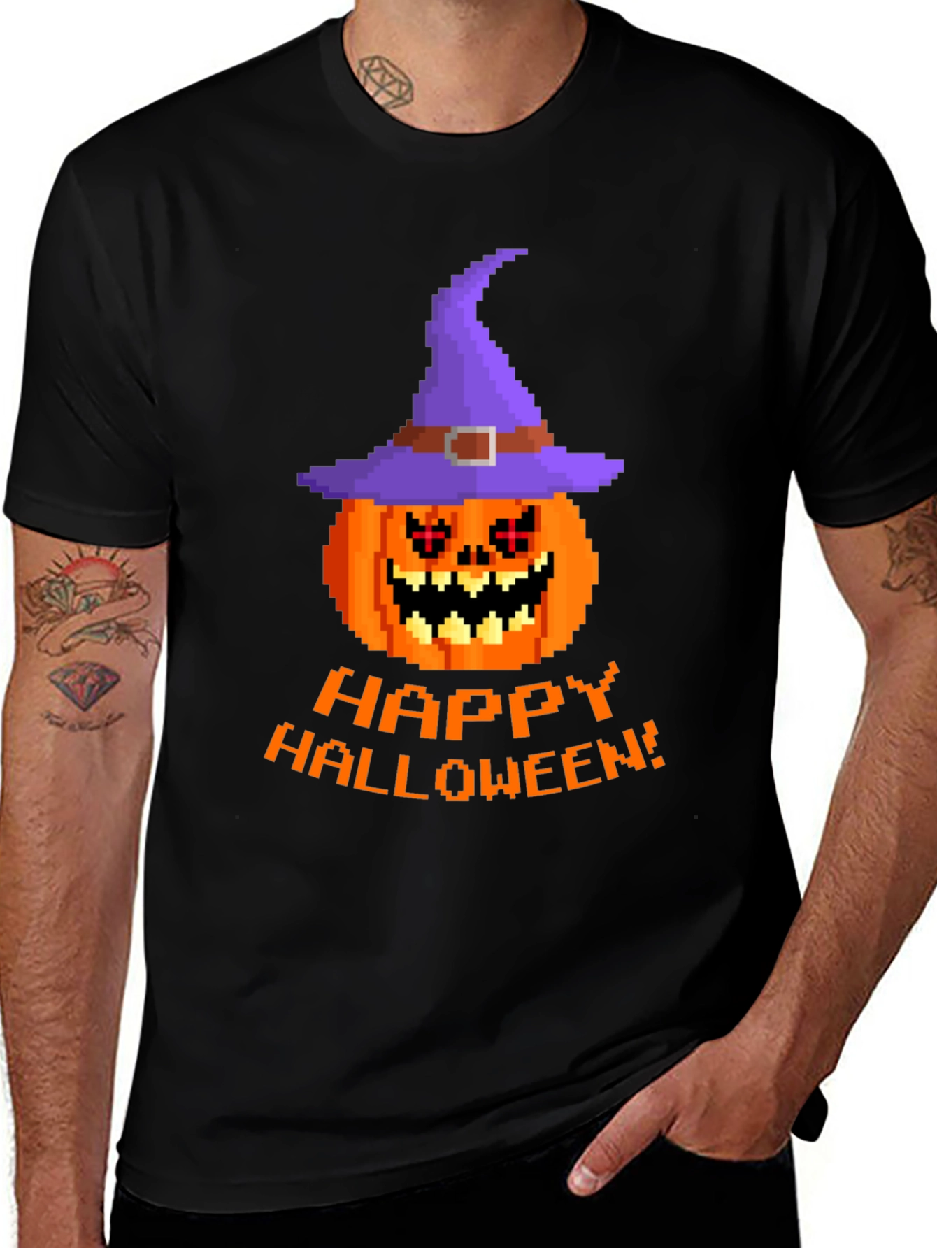 Pixel Art Pumpkin Halloween T-Shirt