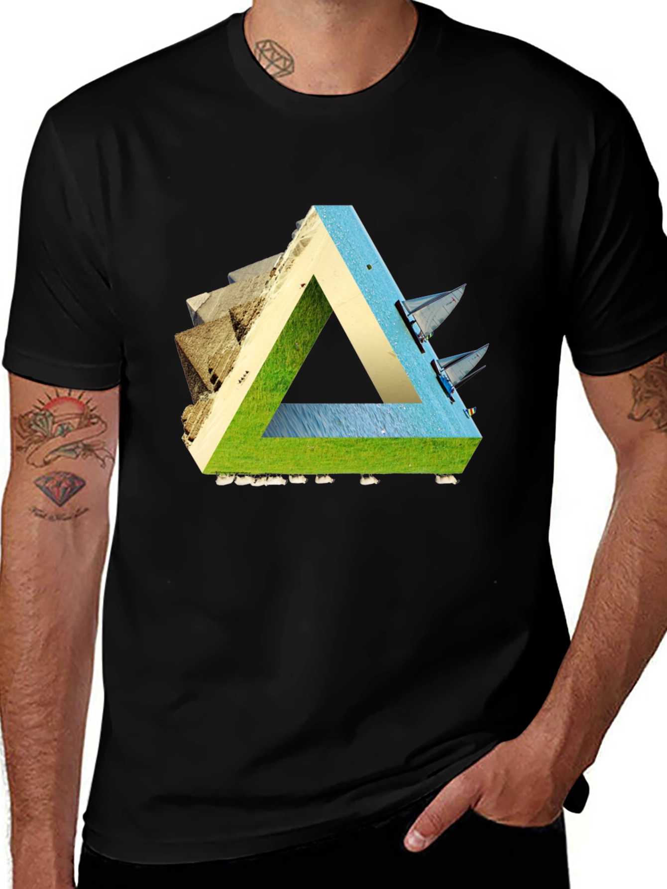 Variant 30 of Impossible Triangle Graphic T-Shirt - Optical Illusion Tee