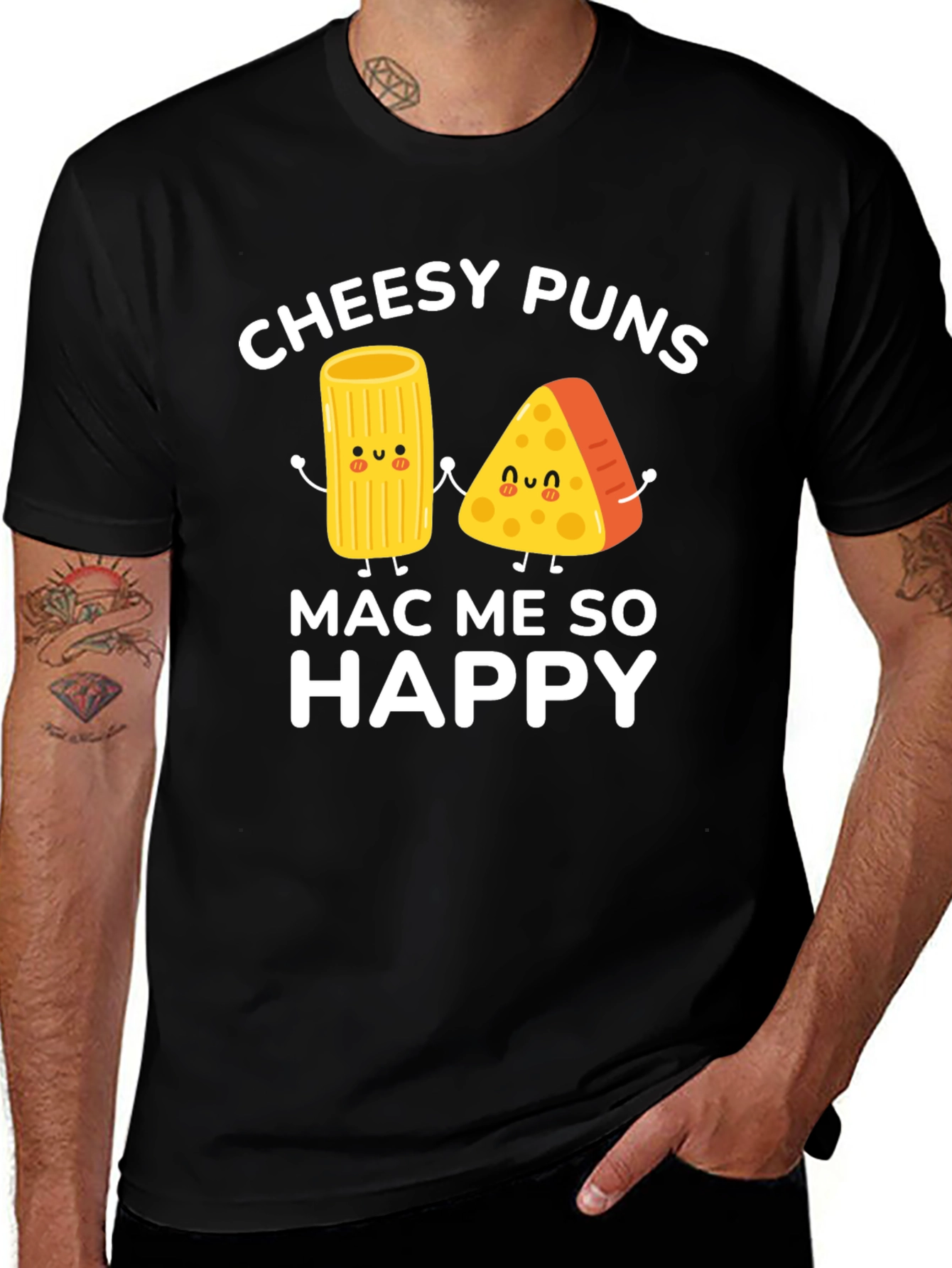Variant 30 of Cheesy Puns Mac Me So Happy T-Shirt Funny Graphic Tee