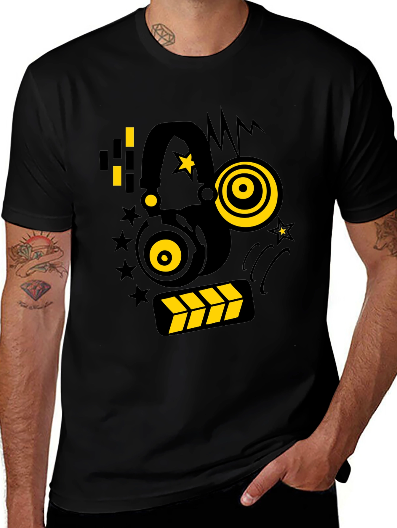 Variant 25 of Headphones Graphic Black T-Shirt
