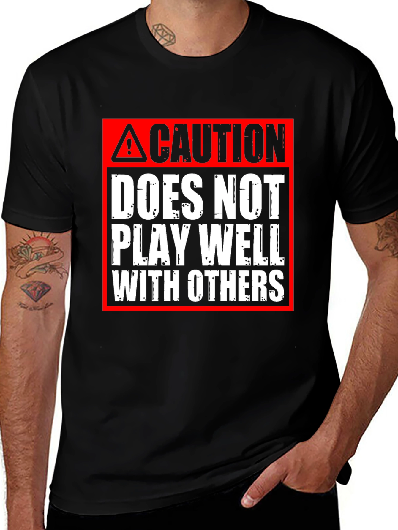 Variant 21 of Caution: Does Not Play Well With Others T-Shirt