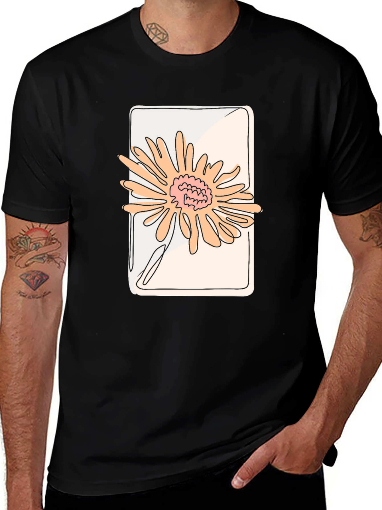 Variant 17 of Modern Floral Graphic Black T-Shirt