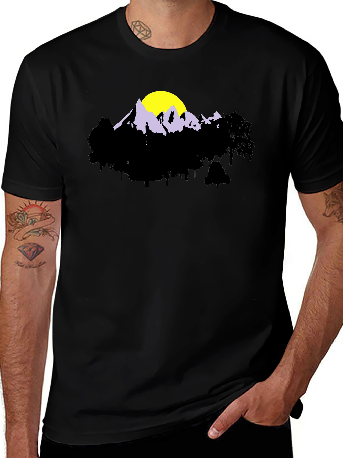 Mountain Sunset Graphic Tee - Black