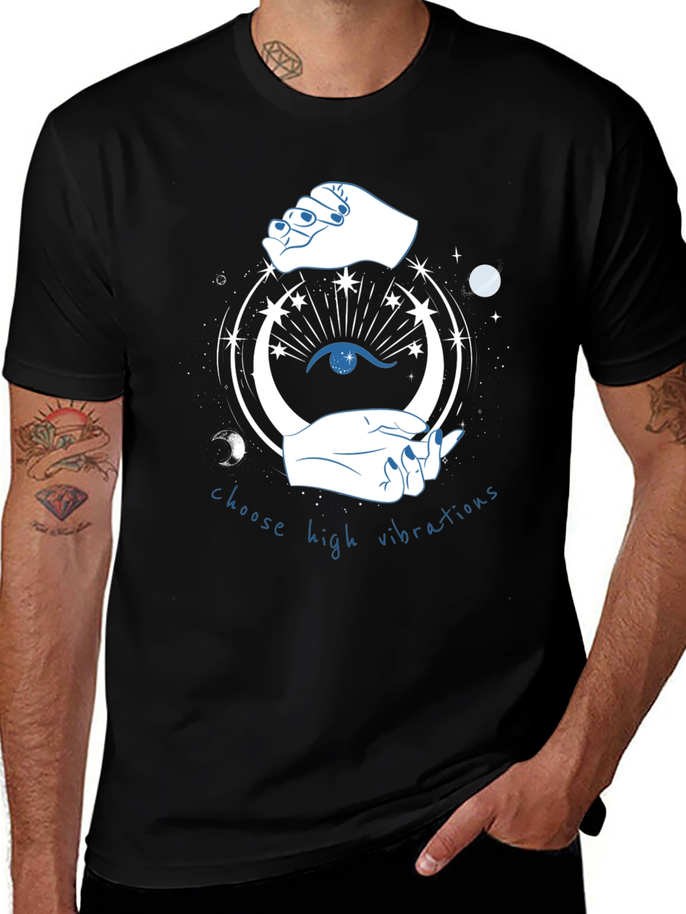 Variant 2 of Cosmic Vibrations Black T-Shirt