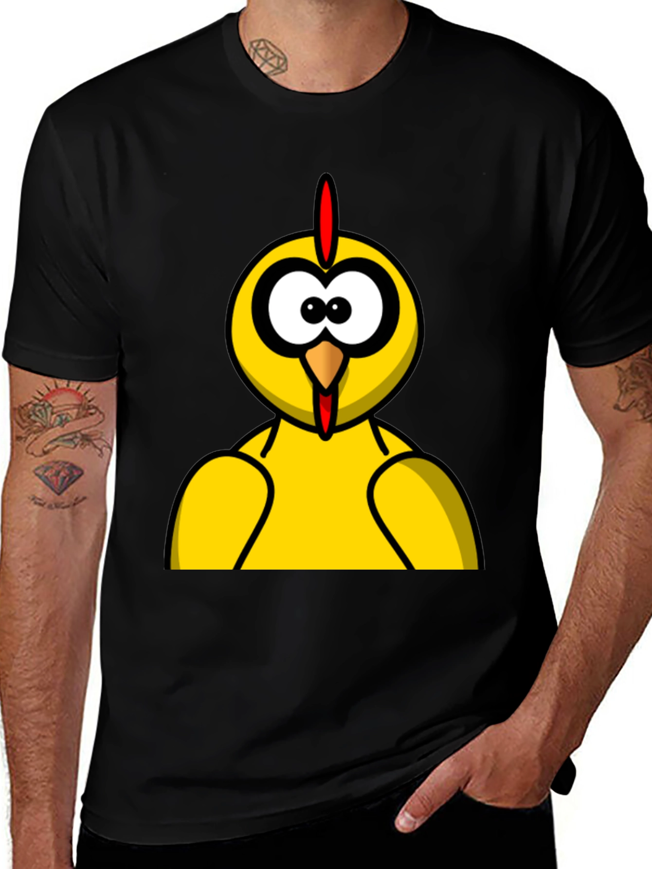 Variant 11 of Funny Chicken Graphic Tee - Black Cotton T-Shirt