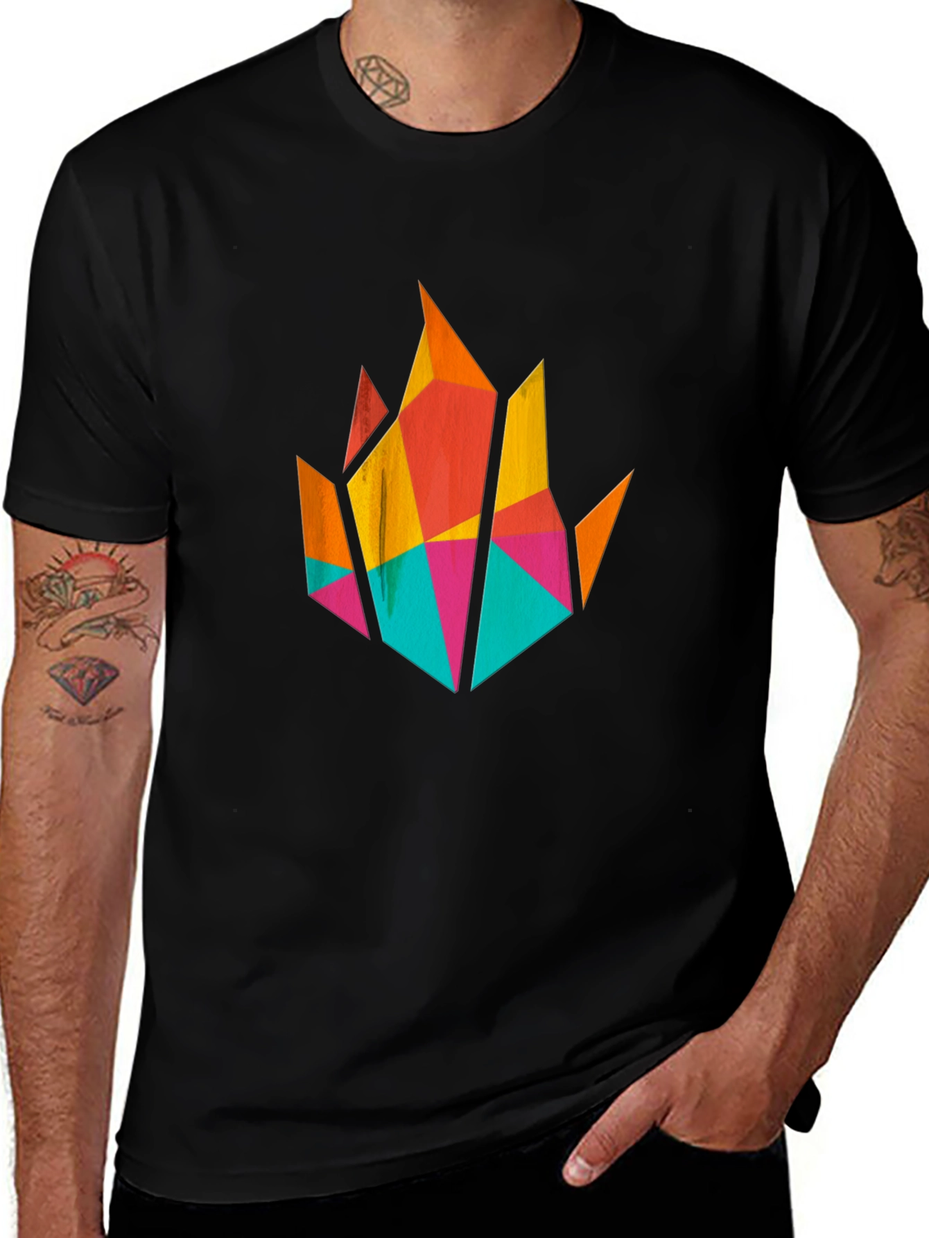 Variant 19 of Geometric Flame Graphic T-Shirt - Modern Art Tee