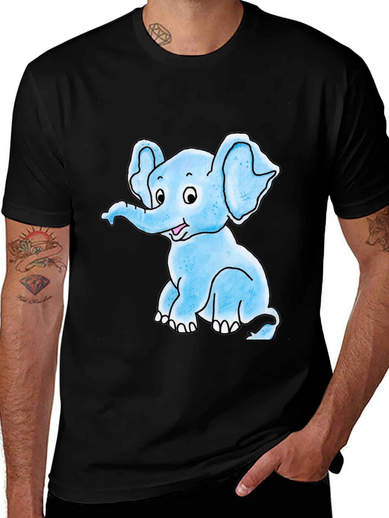 Variant 6 of Elephant Graphic Tee - Black Cotton Casual T-Shirt