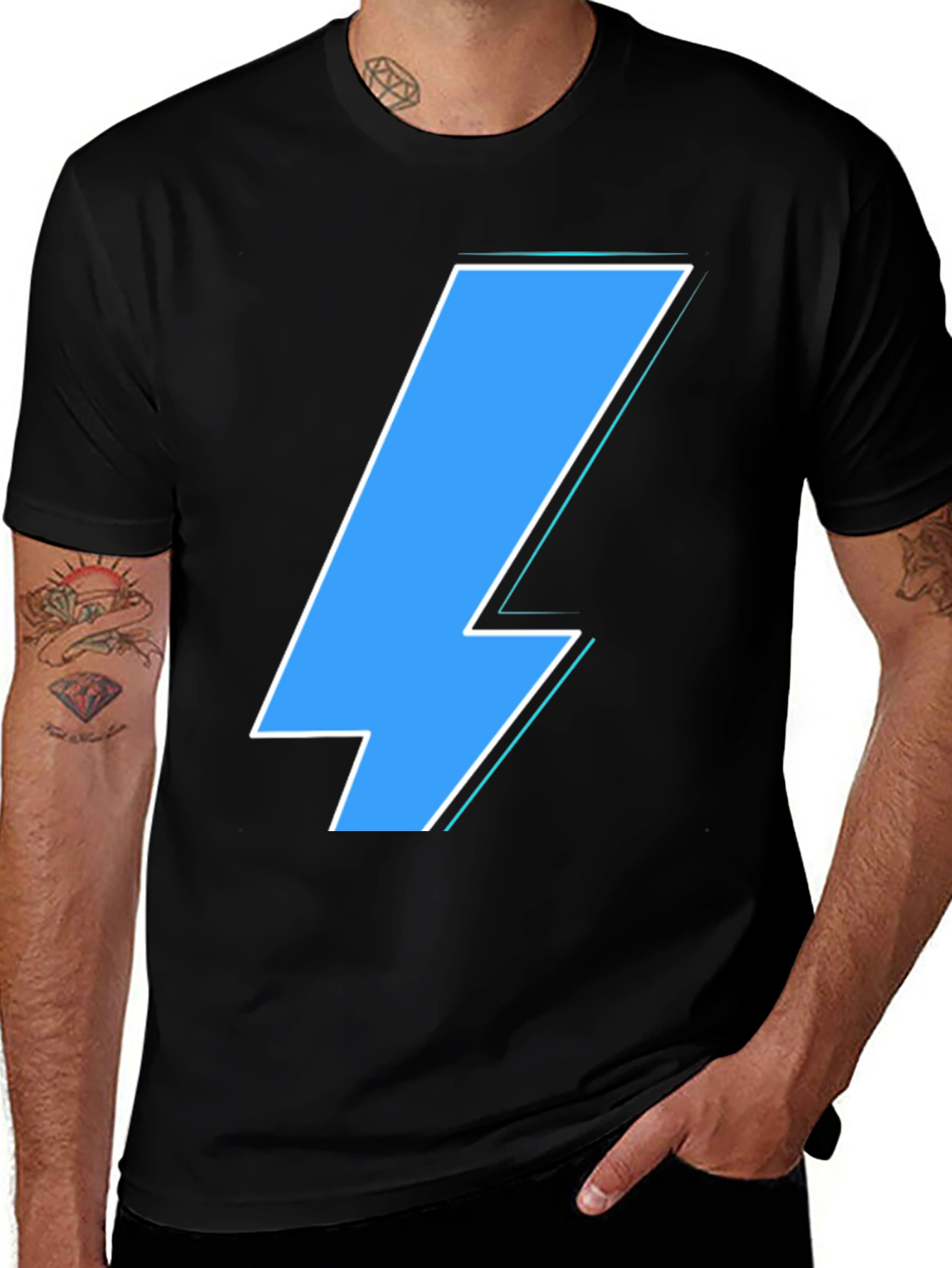 Variant 24 of Lightning Bolt Graphic Tee - Casual Black T-Shirt