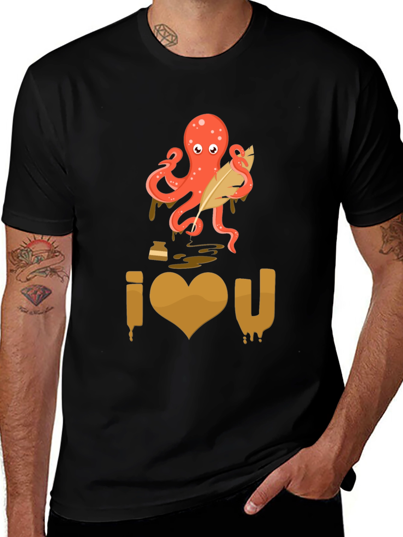 Variant 17 of I Heart U Octopus Writer Graphic Tee