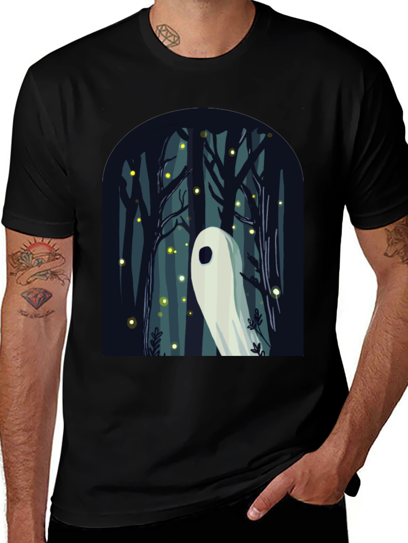 Variant 21 of Spooky Ghost Forest Graphic Tee