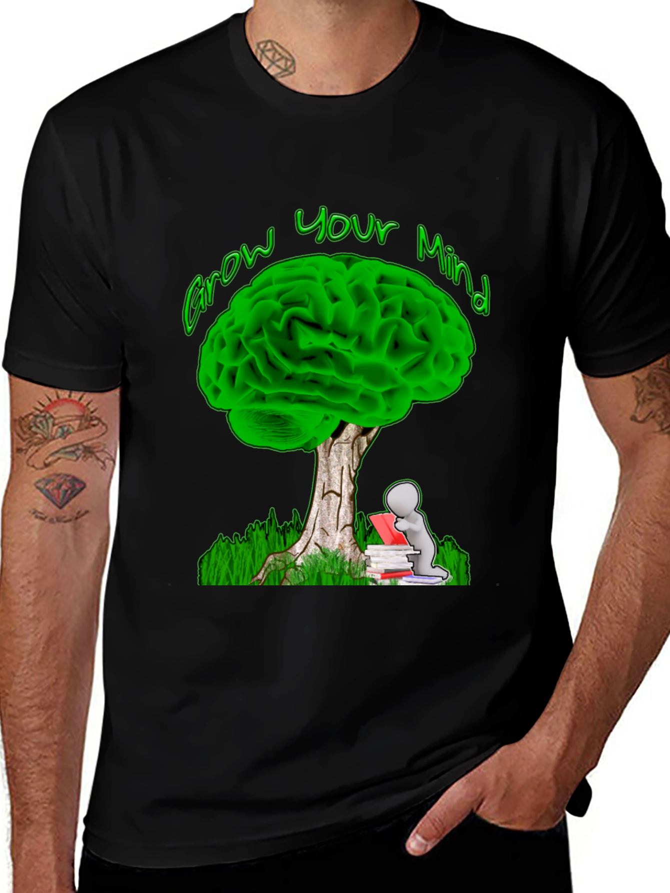 Grow Your Mind T-Shirt - Brain Tree Design
