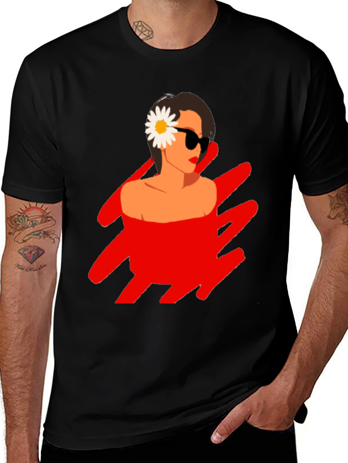 Variant 15 of Black T-Shirt with Retro Woman Graphic