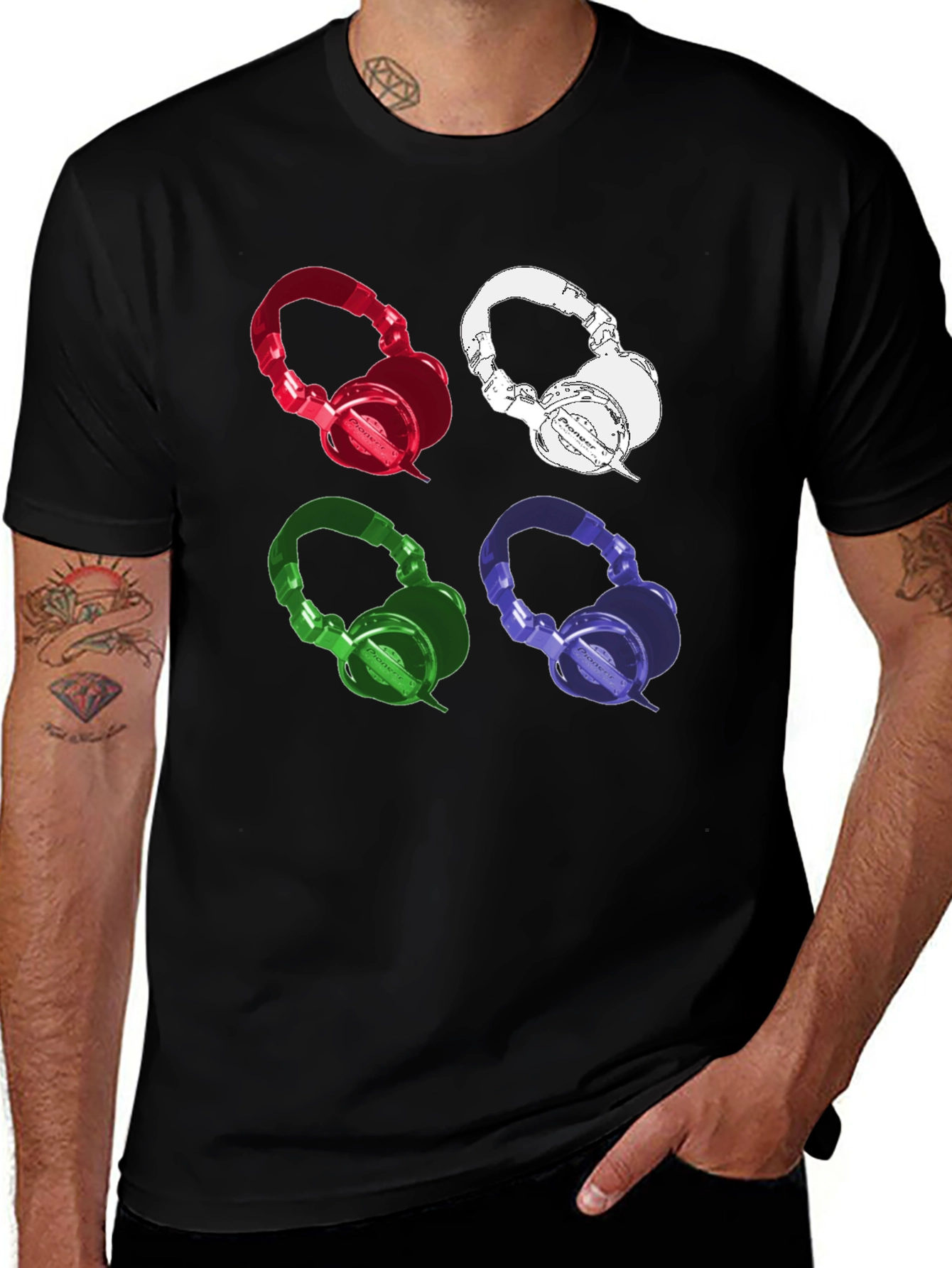 Variant 8 of Colorful Headphones Graphic Print Tee