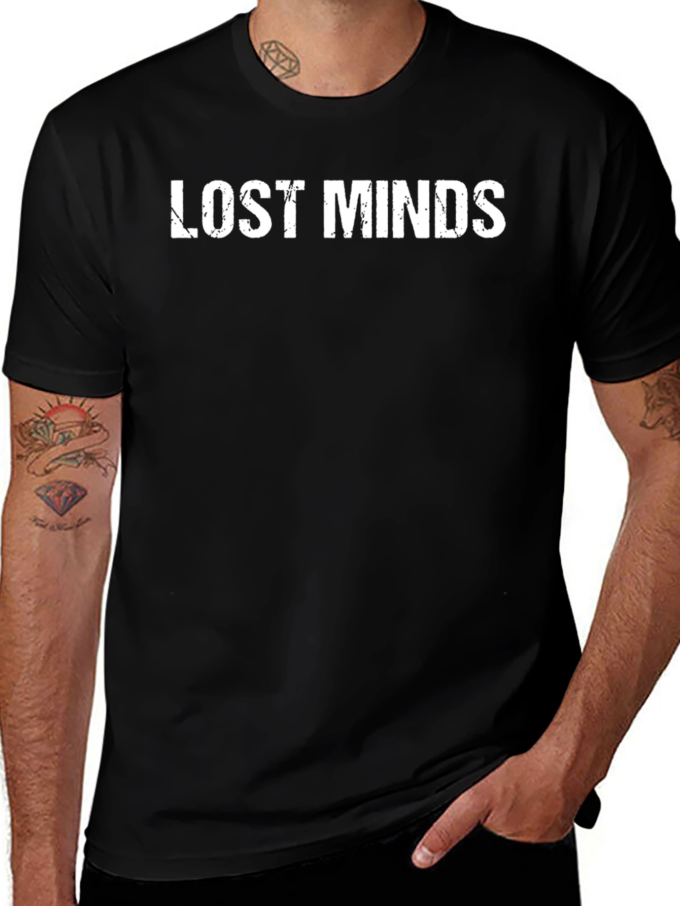 Variant 25 of Lost Minds Graphic Print Black Crew Neck T-Shirt