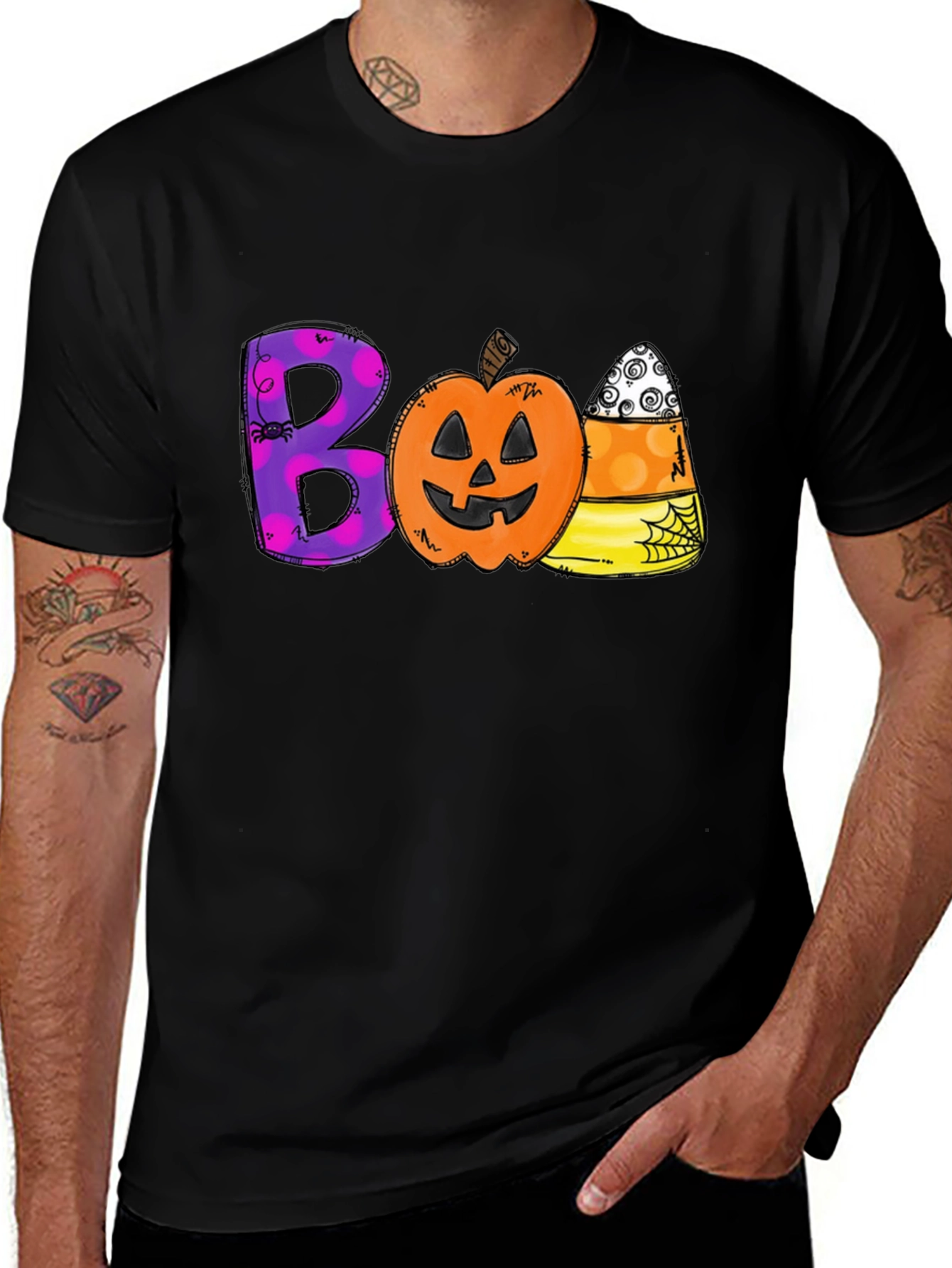 Halloween Boo Pumpkin Candy Corn Graphic Tee