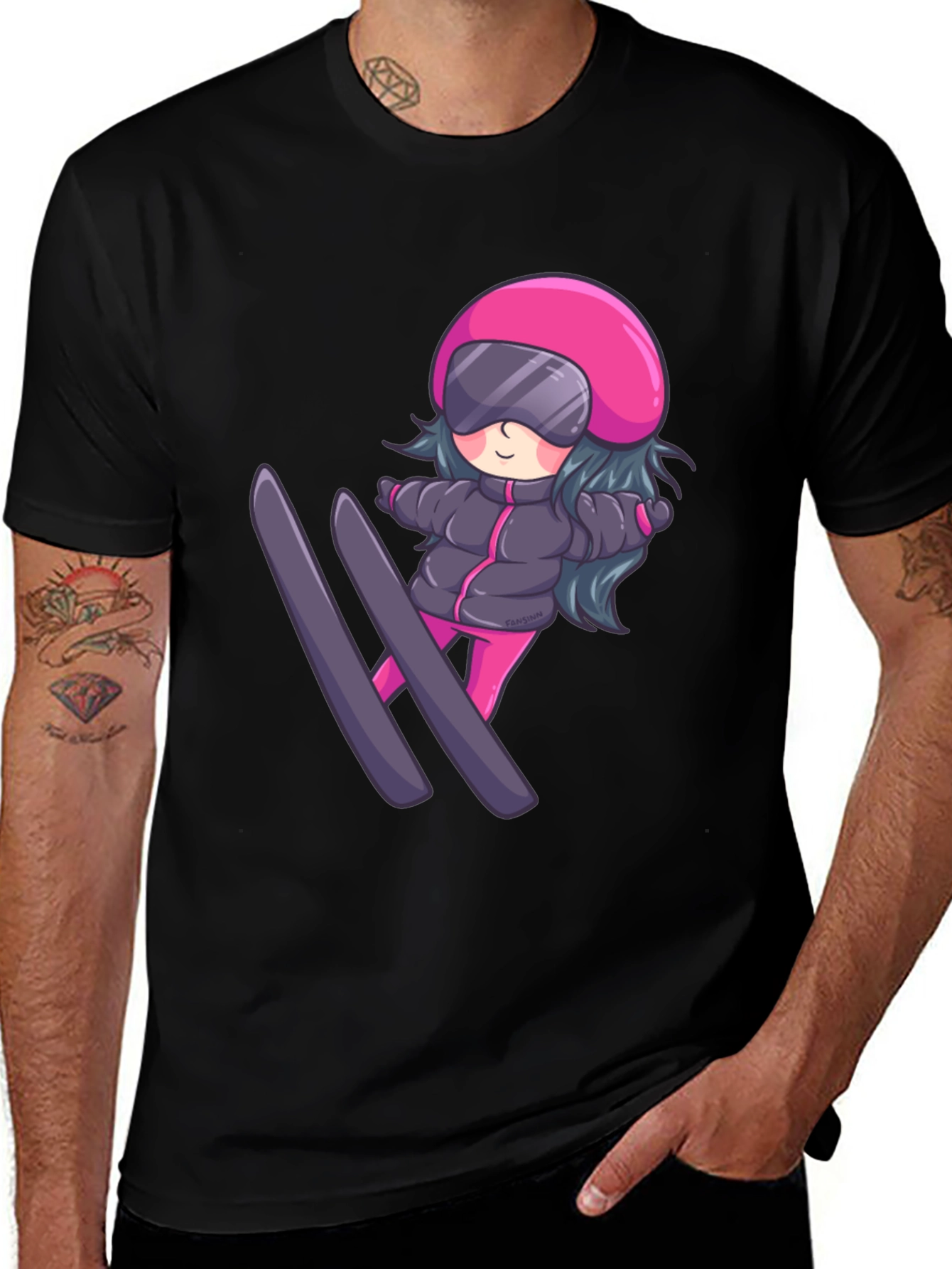 Variant 21 of Cartoon Ski Girl T-Shirt
