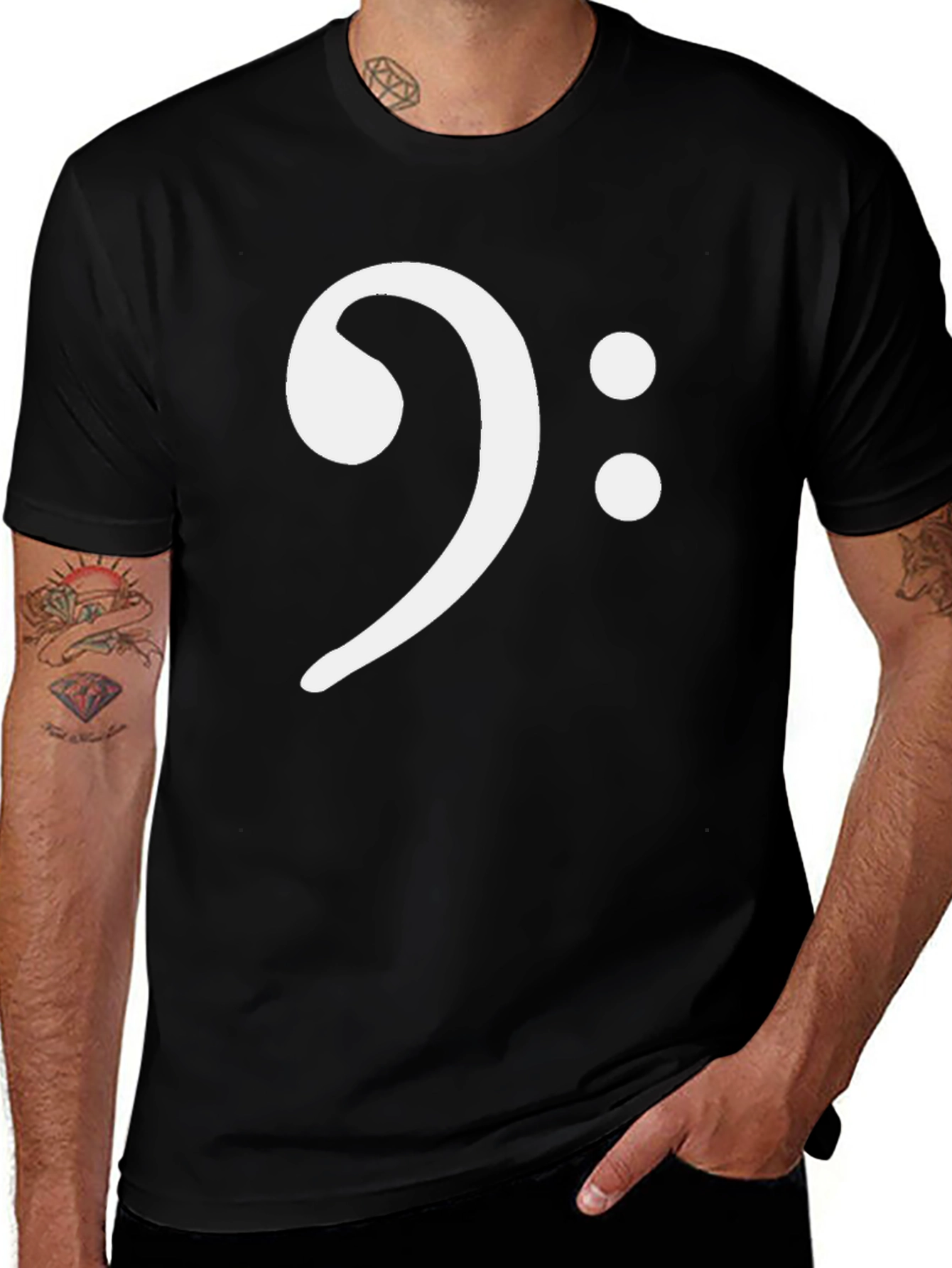 Variant 30 of Bass Clef Music T-Shirt - Black