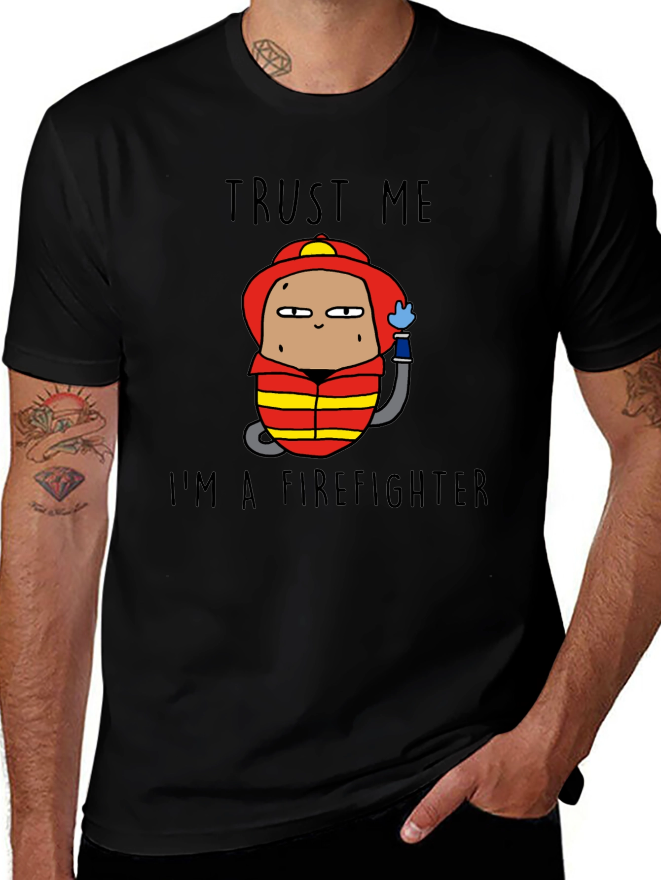 Variant 25 of Trust Me I'm A Firefighter Black Cotton T-Shirt