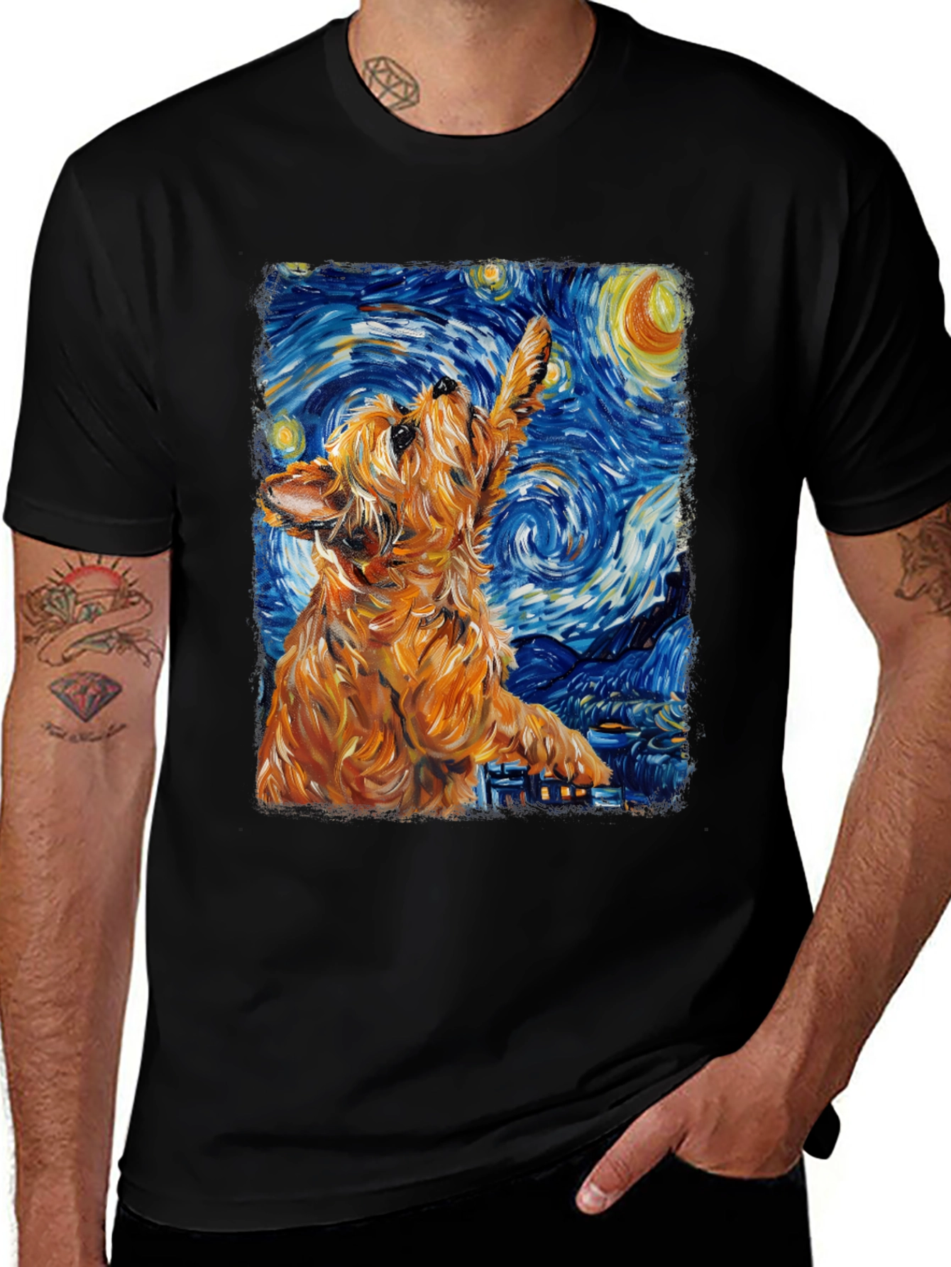 Variant 7 of Starry Night Dog Graphic T-Shirt