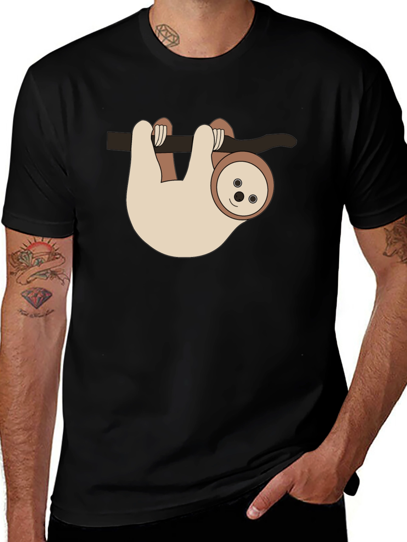 Variant 21 of Sloth Hangin' Around Black T-Shirt