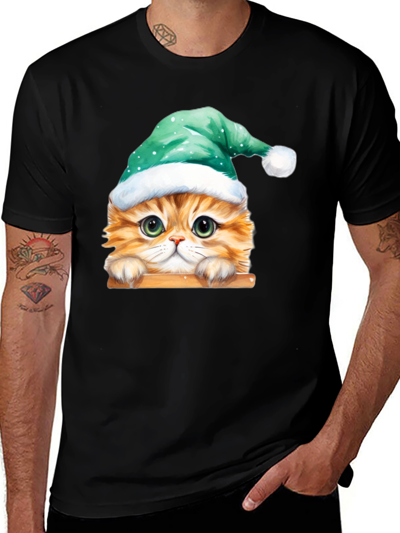 Variant 17 of Festive Cat T-Shirt - Holiday Apparel