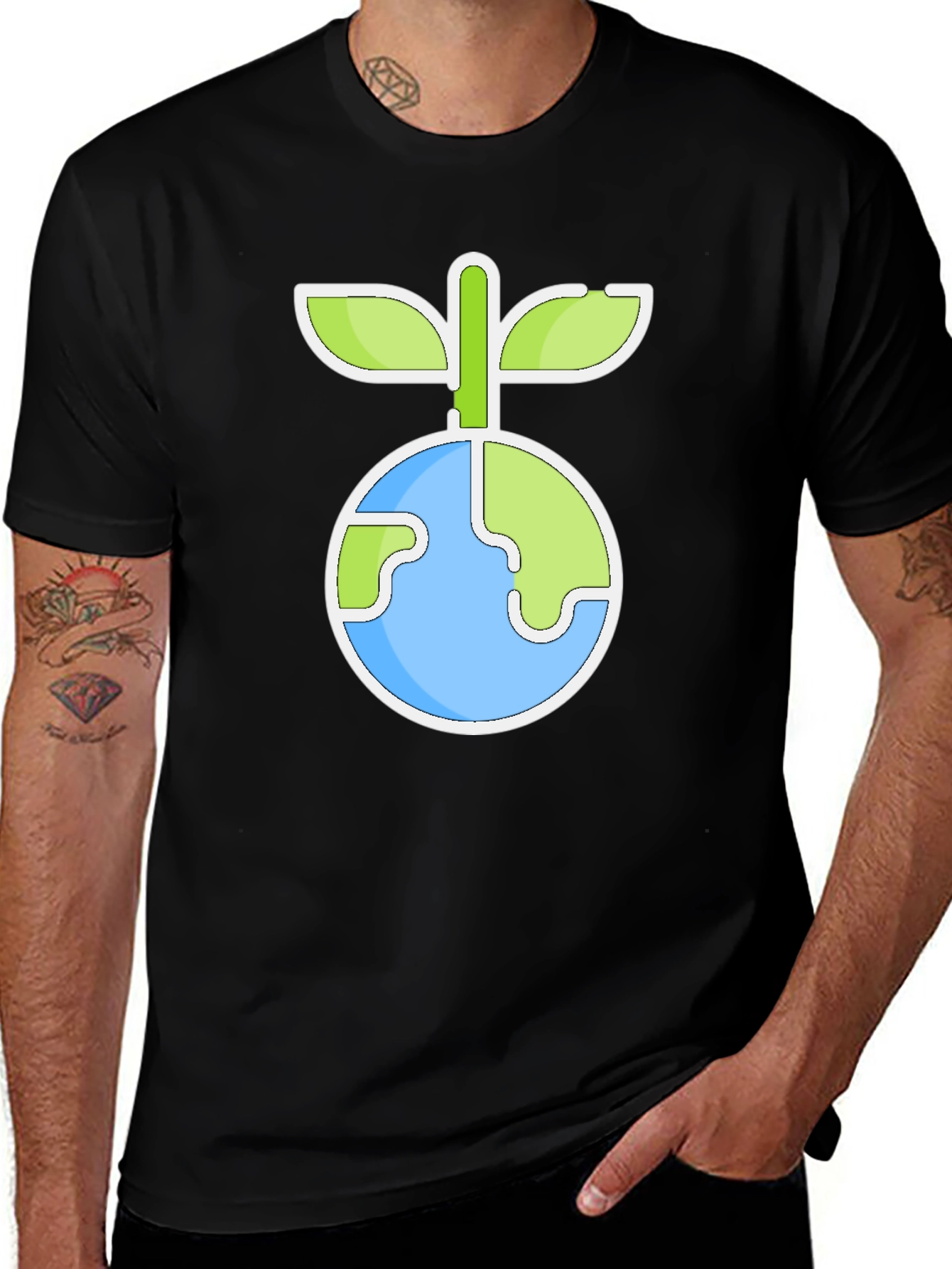 Variant 24 of Eco-Friendly Earth Sprout Graphic Tee - Black