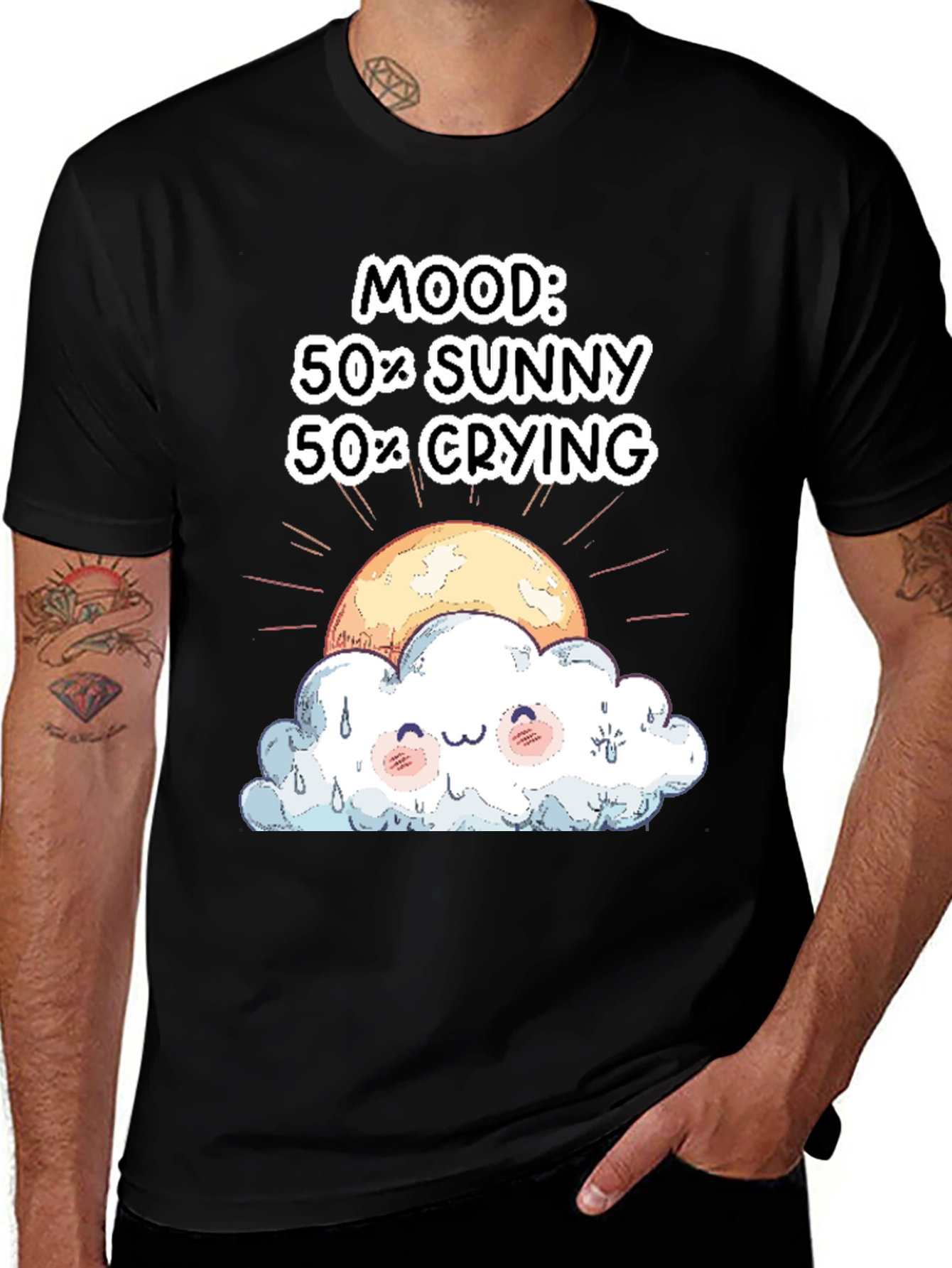 Variant 10 of Mood 50% Sunny 50% Crying Graphic T-Shirt