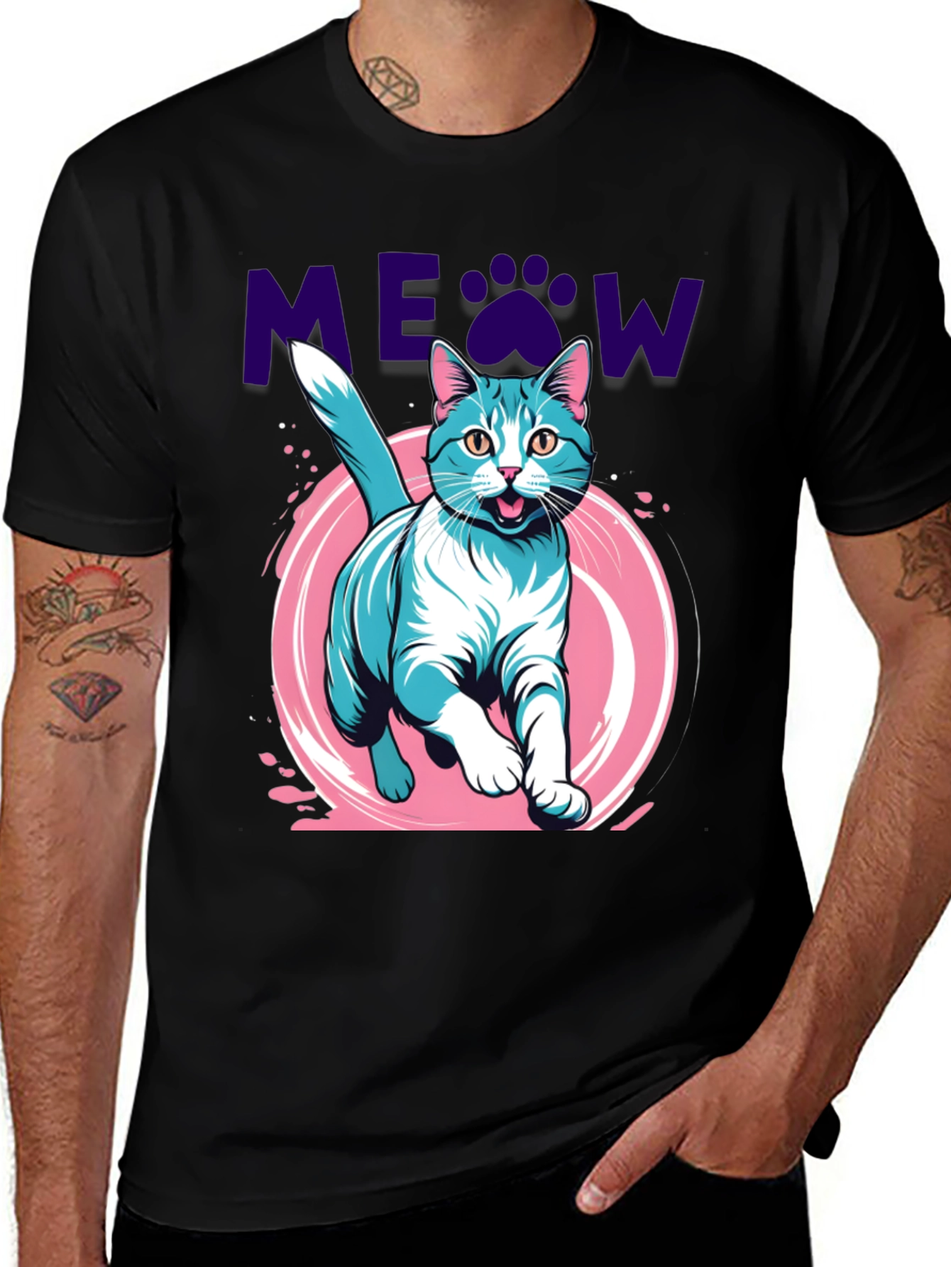 Variant 21 of Meow Cat Graphic Tee - Cute Pet Lover Shirt