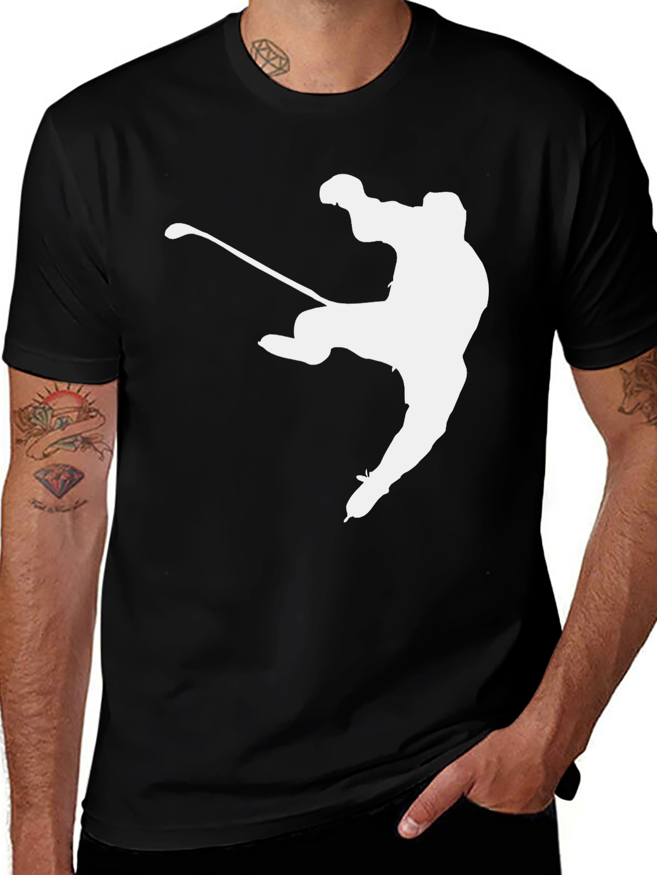 Variant 10 of Hockey Player Graphic Tee - Black
