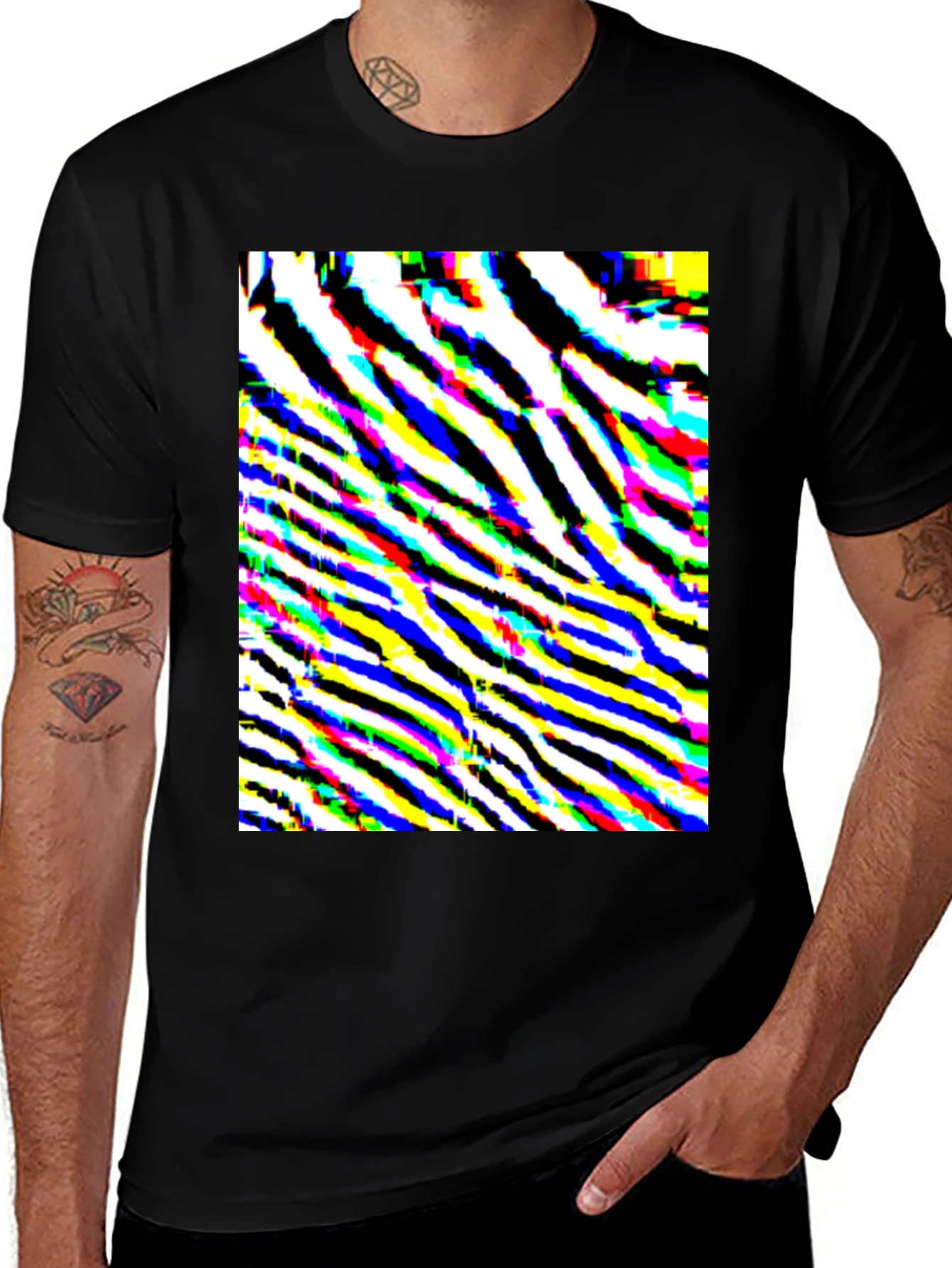 Variant 14 of Abstract Zebra Stripe Graphic Black T-Shirt
