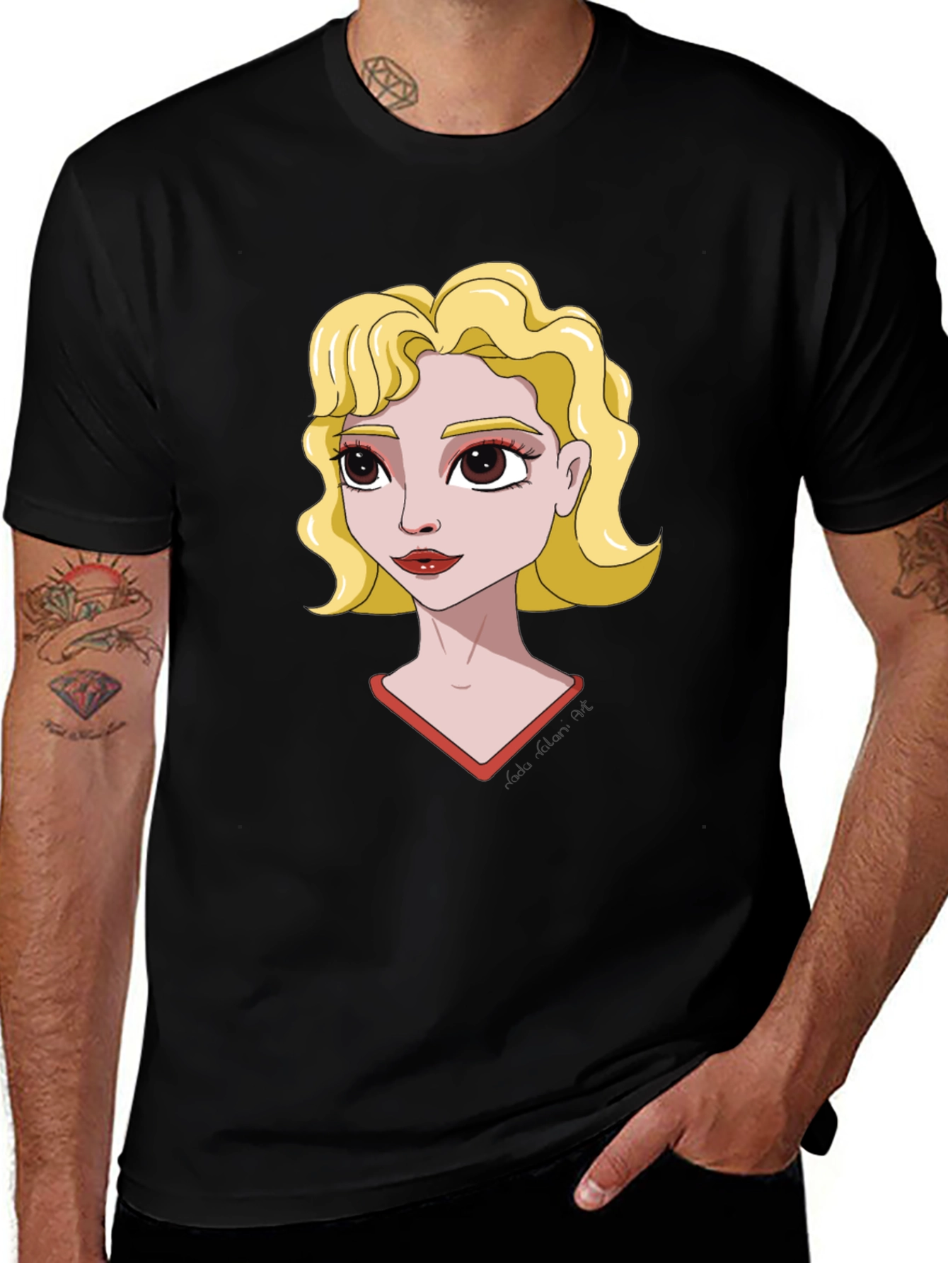 Variant 24 of Cartoon Girl Black T-Shirt