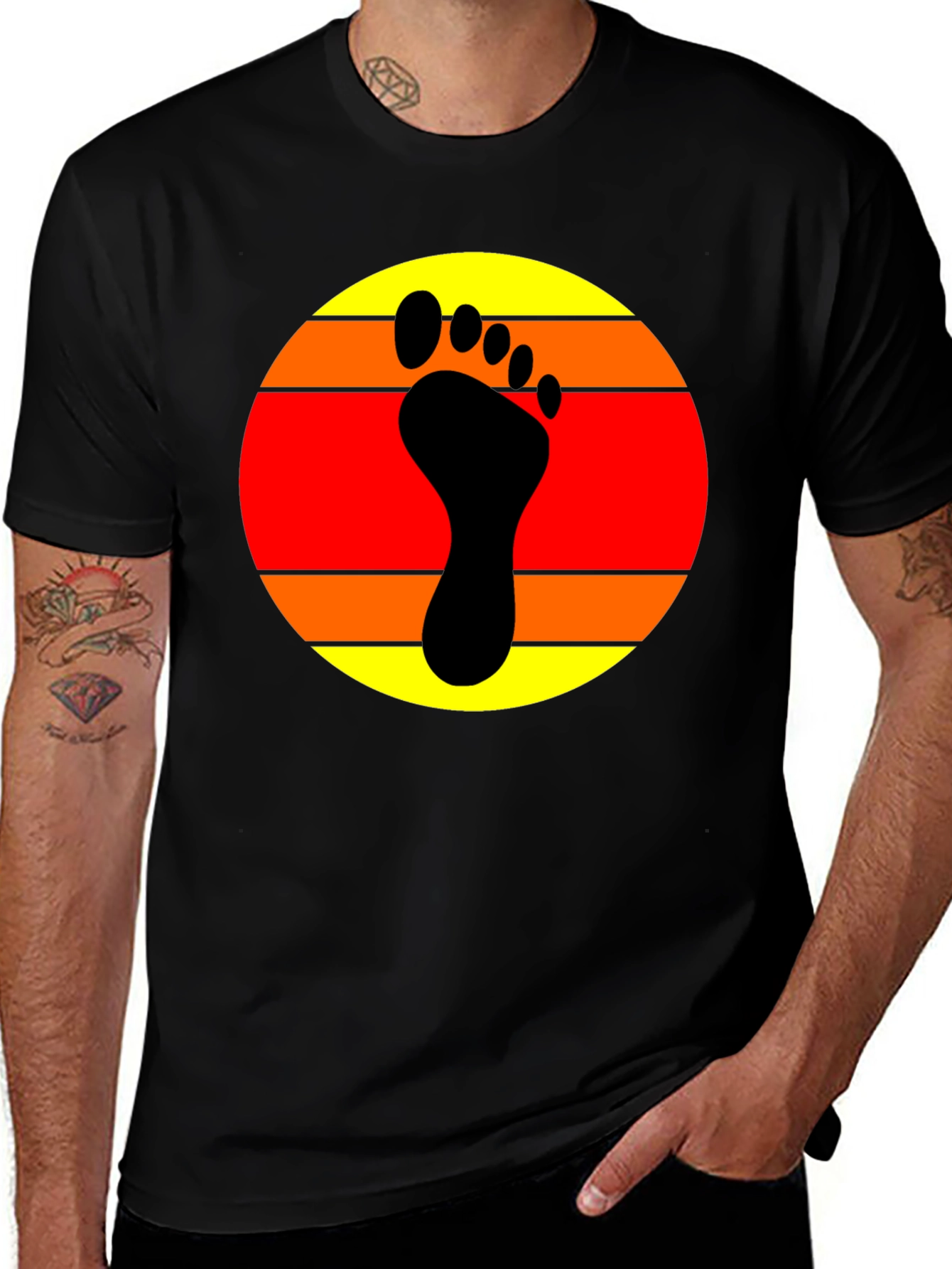 Variant 10 of Retro Footprint T-Shirt - Black Graphic Tee