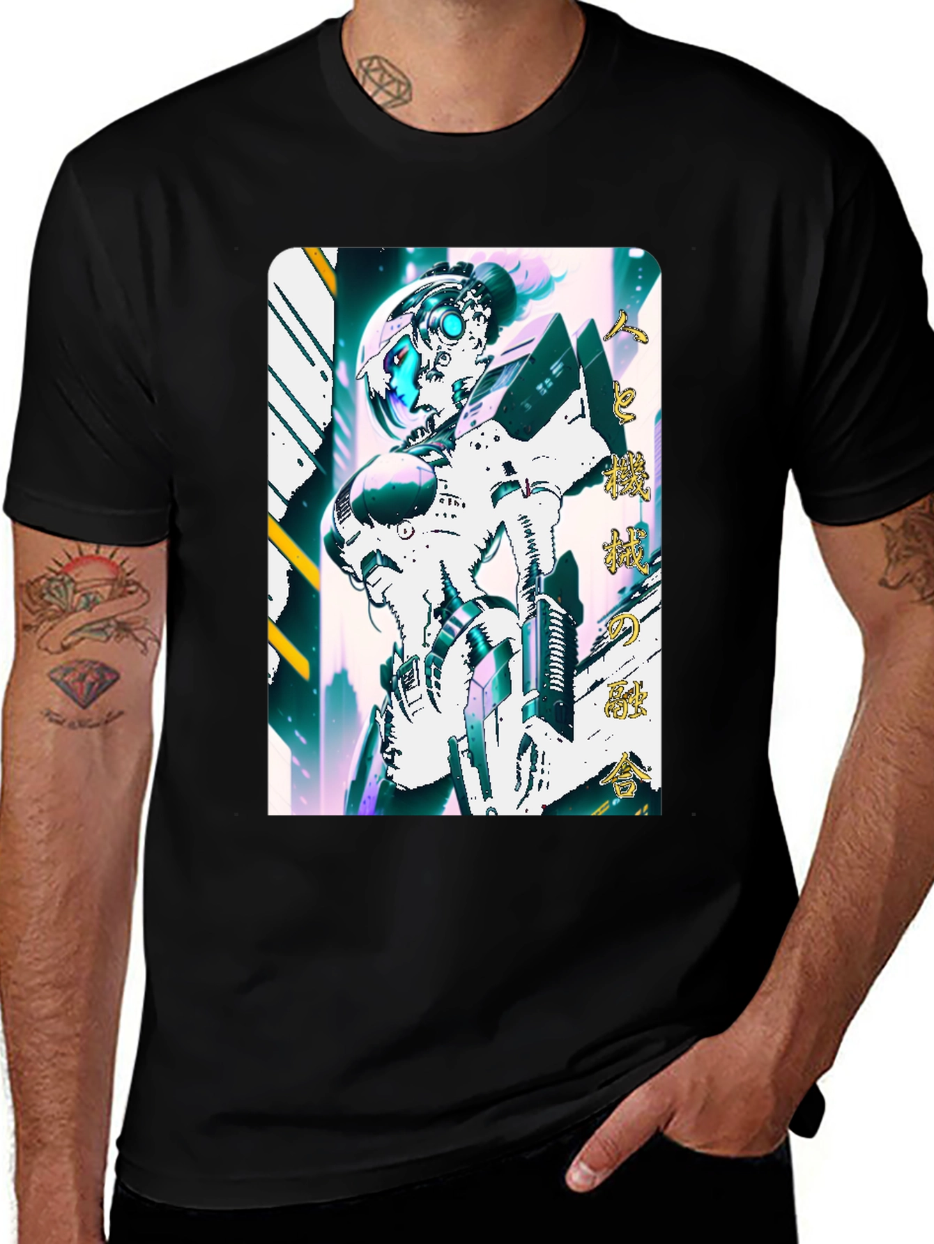 Variant 3 of Cyberpunk Robot T-Shirt
