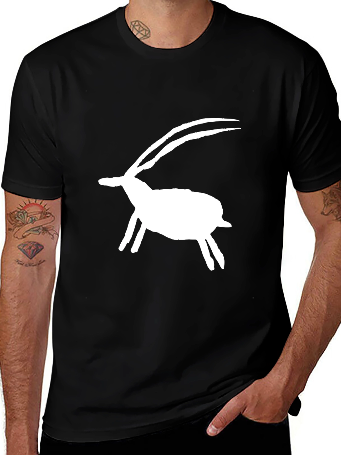 Variant 12 of Black Tee with White Gazelle Graphic
