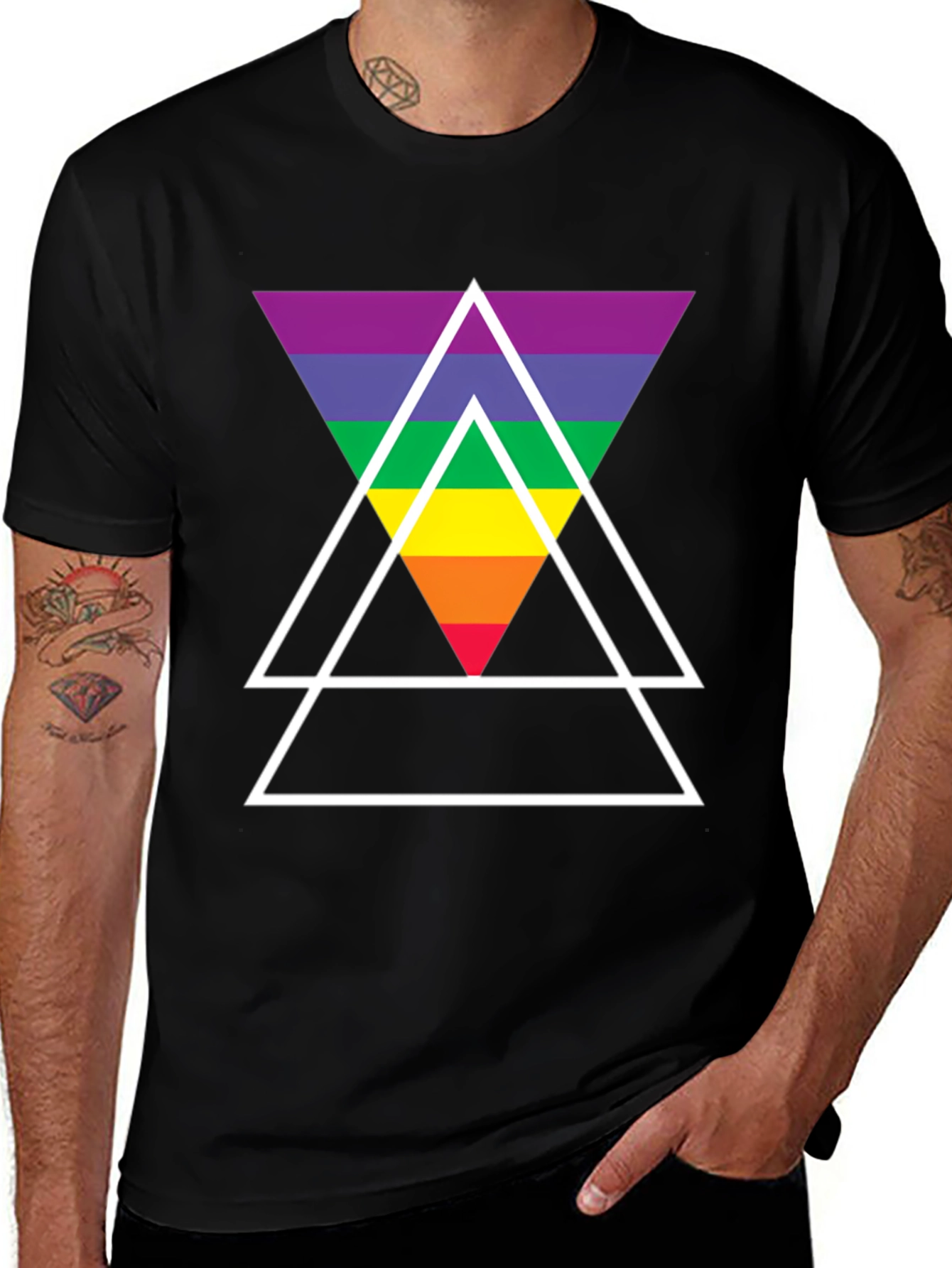 Variant 10 of Rainbow Triangle Graphic Tee - Pride Apparel