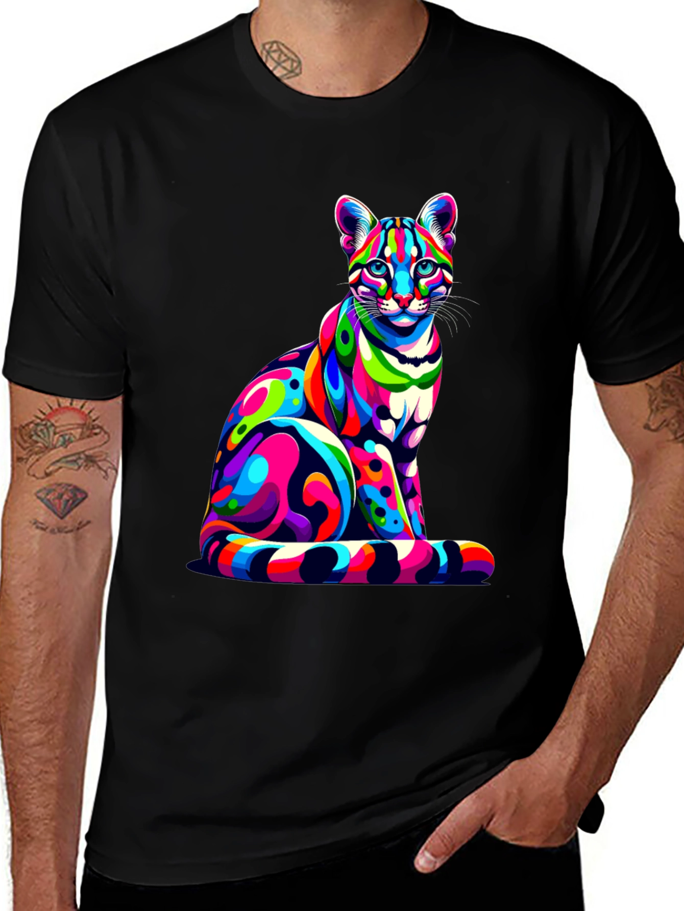 Variant 23 of Vibrant Colorful Cat Graphic T-Shirt