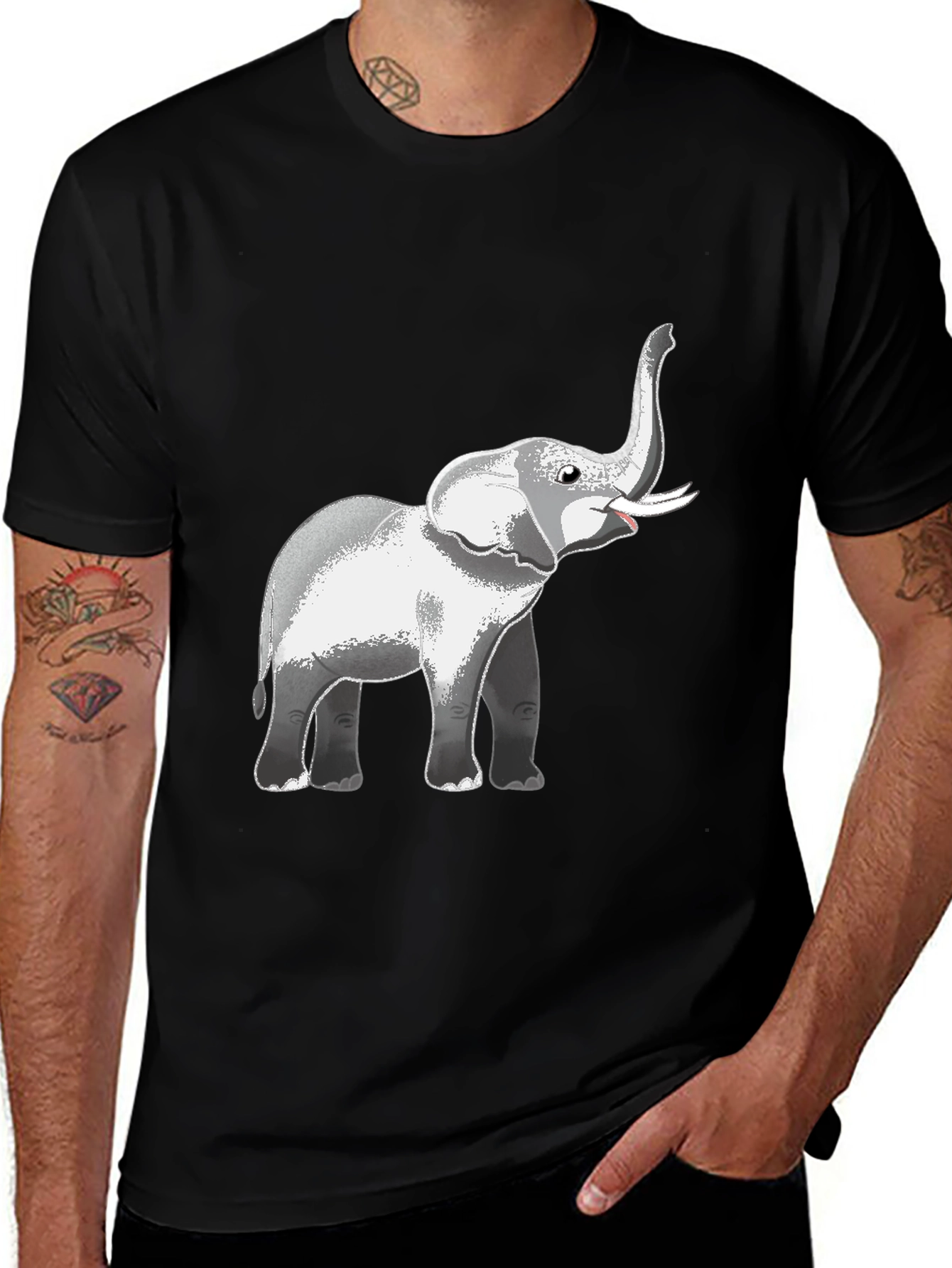 Variant 7 of Elephant Graphic Black T-Shirt