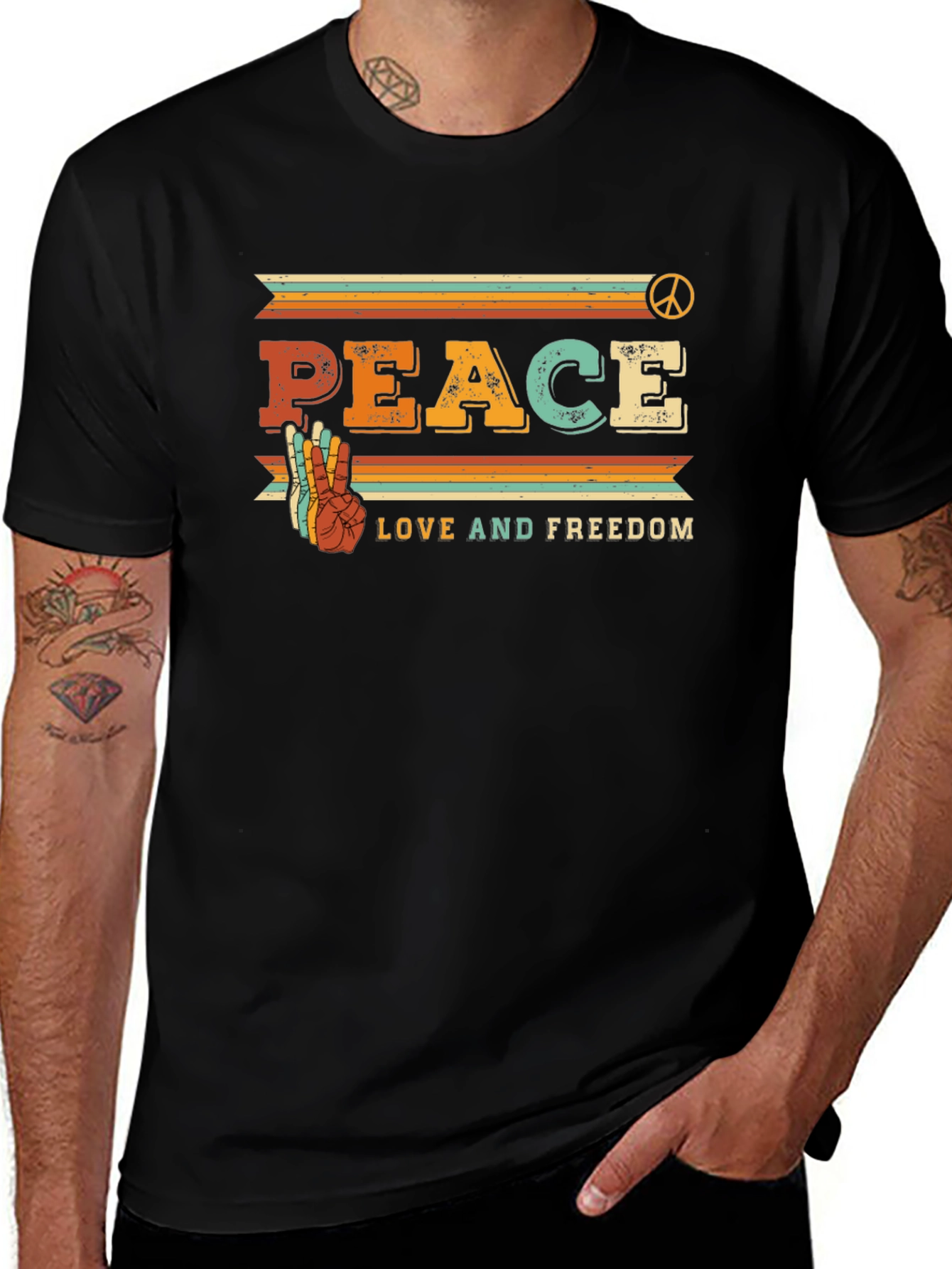 Variant 21 of Peace Love Freedom Retro Tee
