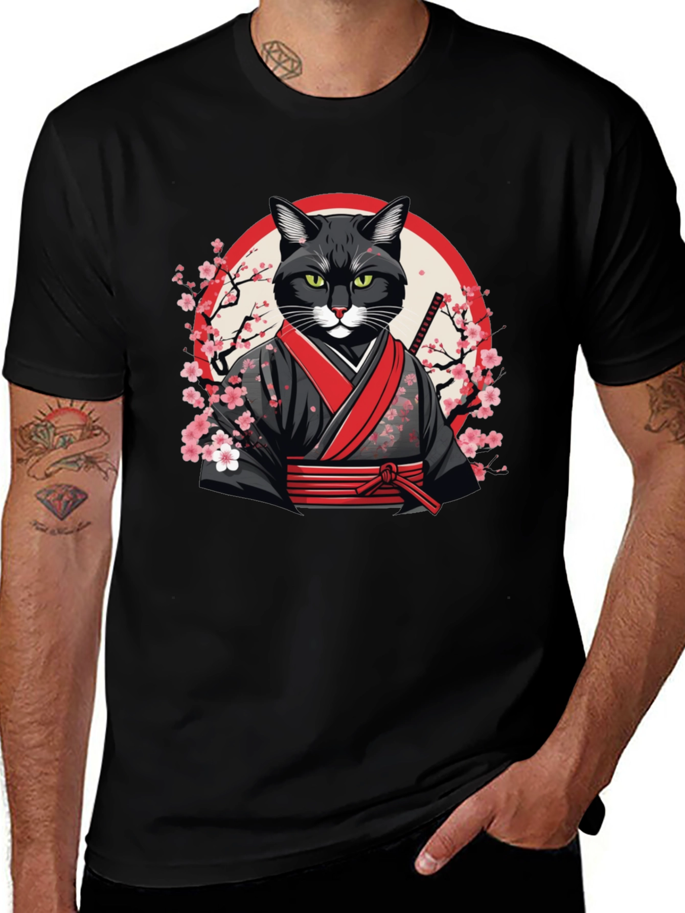 Variant 14 of Samurai Cat T-Shirt - Unique Graphic Tee