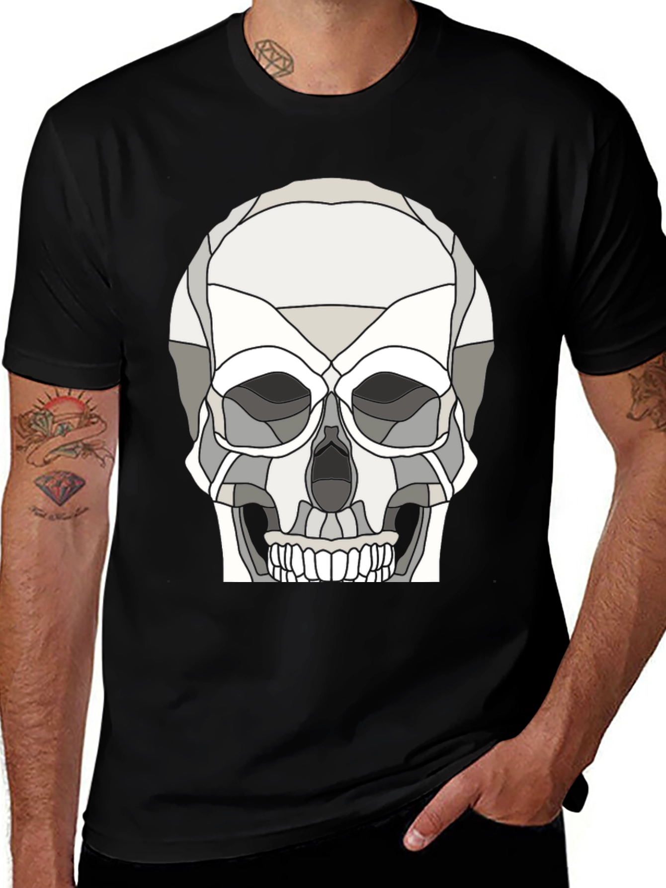 Variant 26 of Geometric Skull Graphic T-Shirt - Modern Art Tee