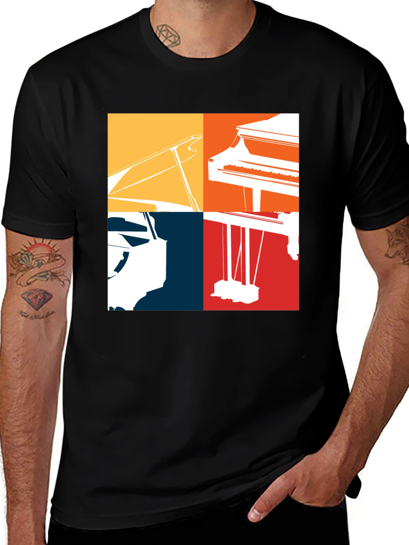 Variant 16 of Piano Silhouette Graphic Tee - Music Lover Shirt
