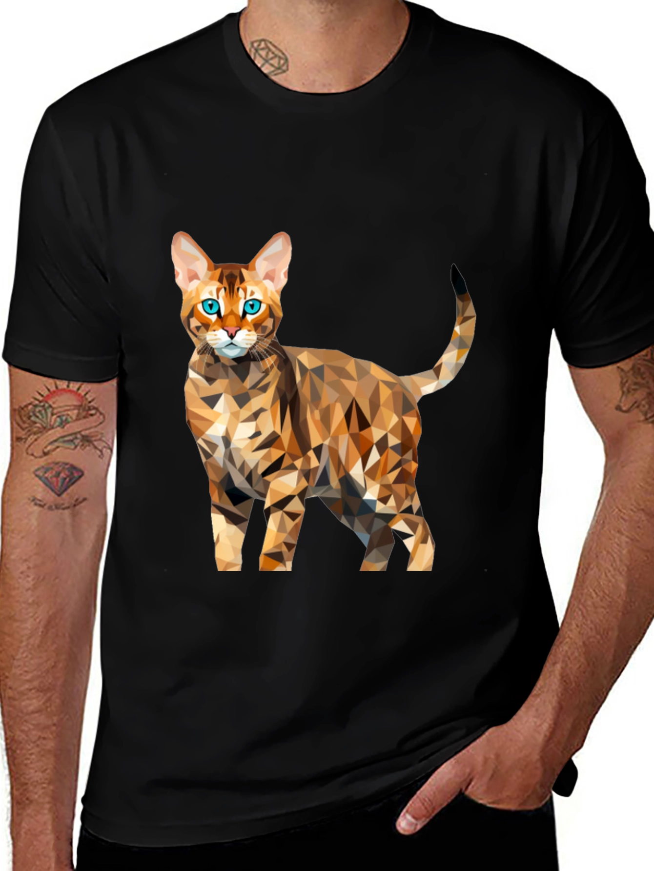 Variant 13 of Geometric Bengal Cat Graphic T-Shirt